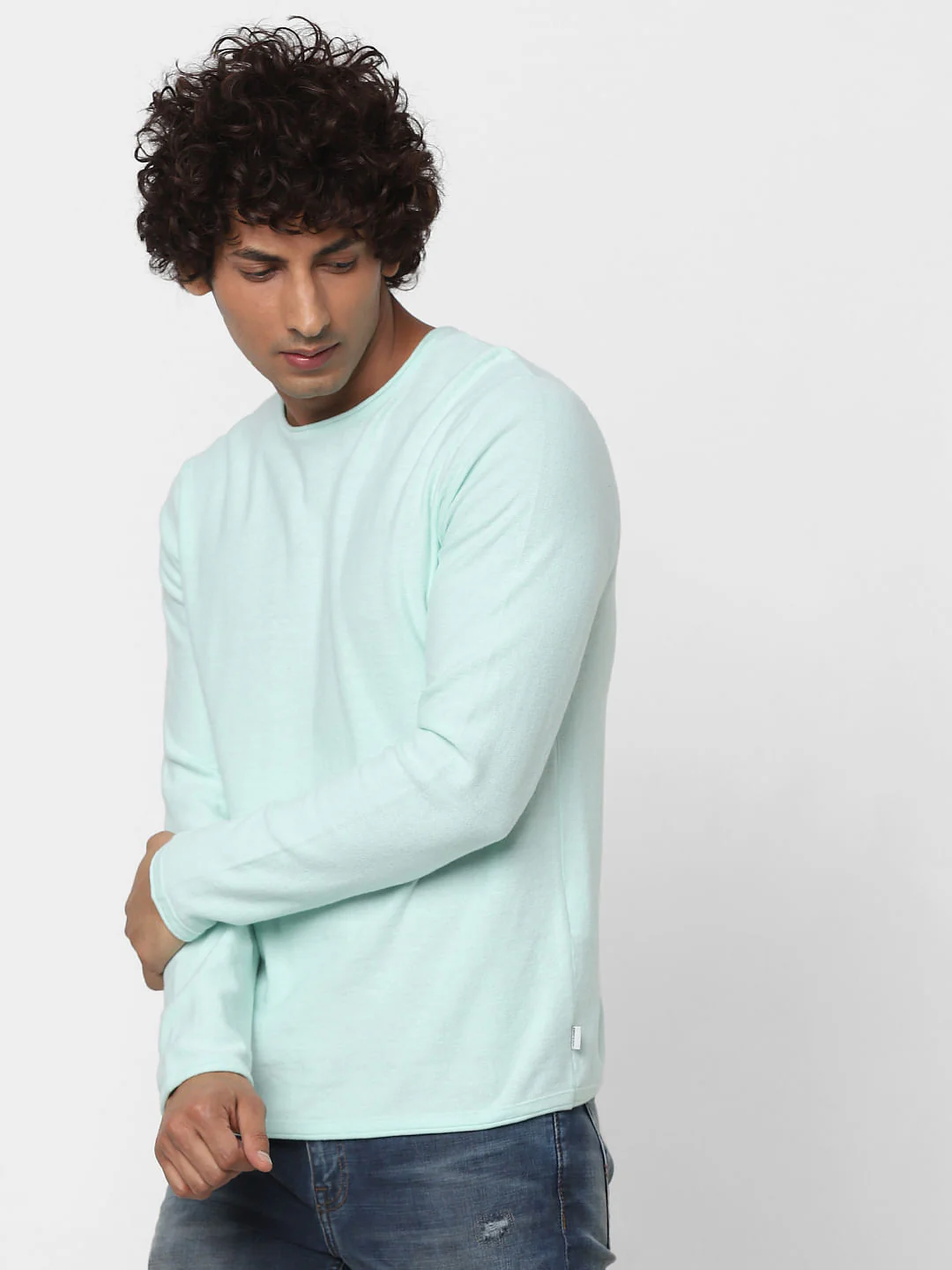 Blue Full Sleeves Crew Neck T-shirt - Image 3