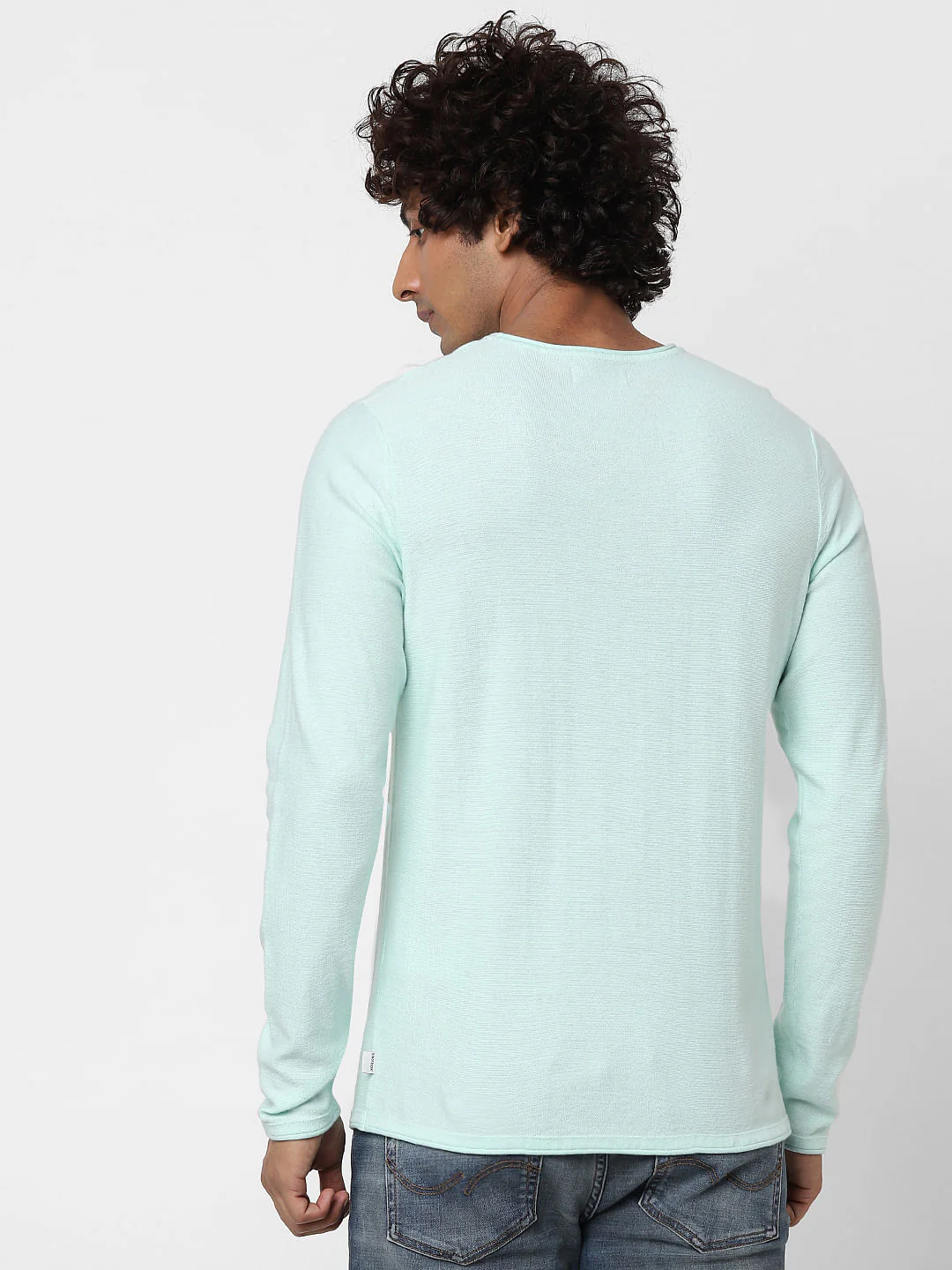 Blue Full Sleeves Crew Neck T-shirt - Image 4
