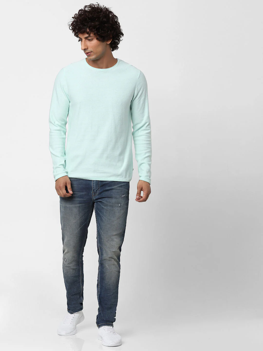 Blue Full Sleeves Crew Neck T-shirt - Image 5