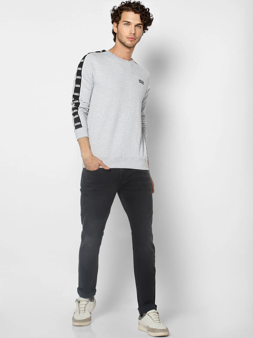 Grey Logo Tape Detail Sweatshirt