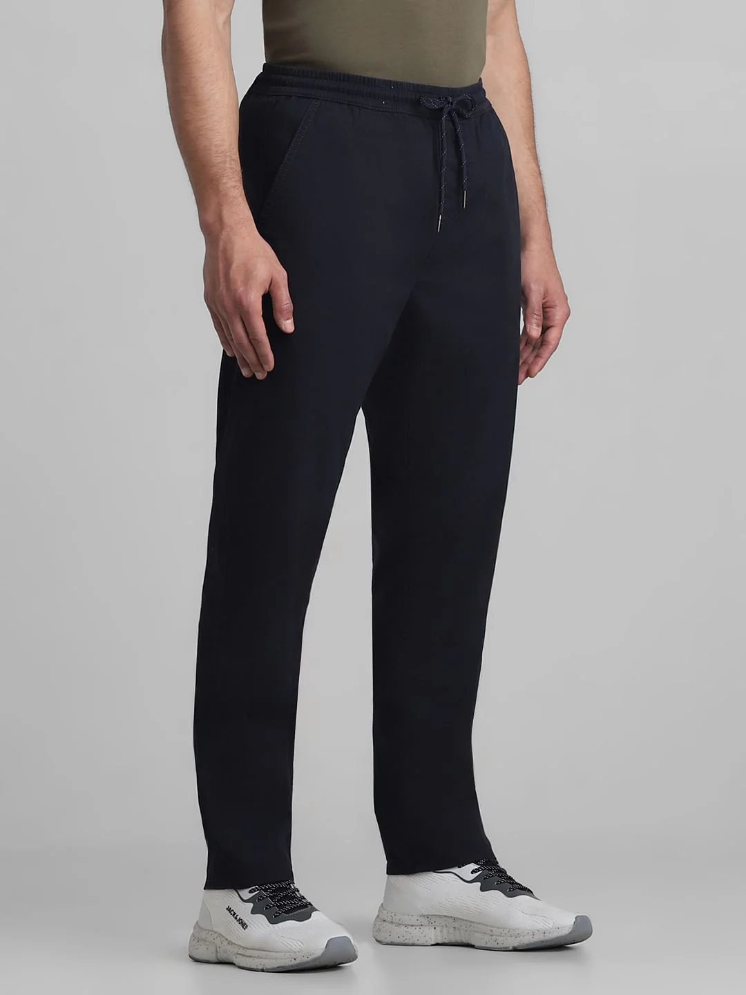Navy Blue Mid Rise Casual Pants - Image 2