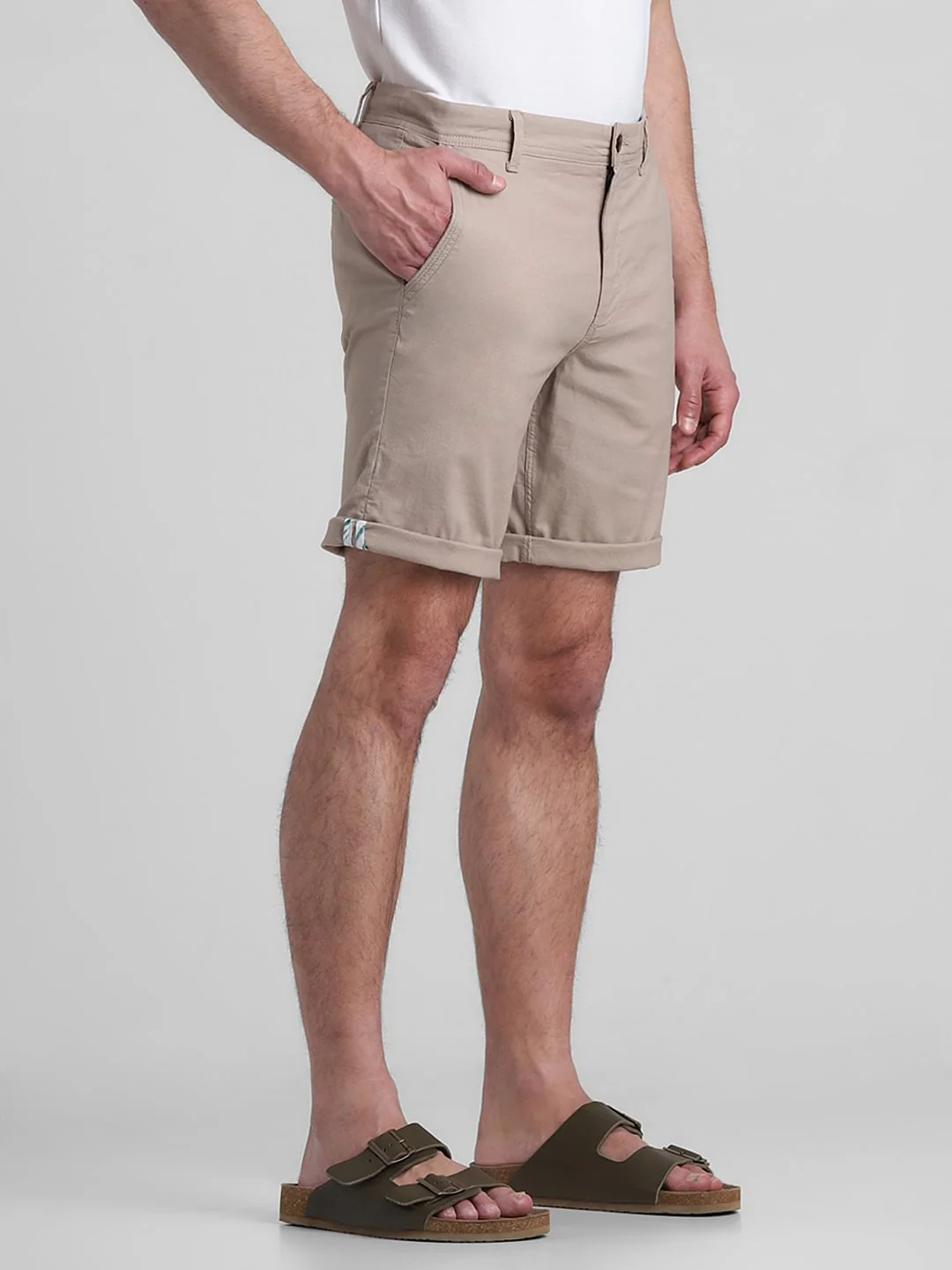 Khaki Regular Fit Chino Shorts - Image 2