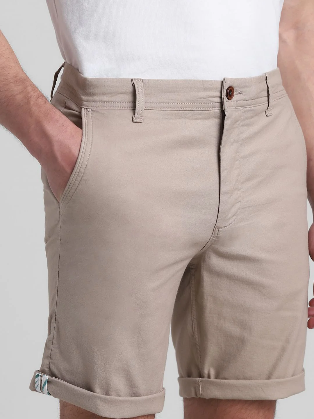 Khaki Regular Fit Chino Shorts - Image 4