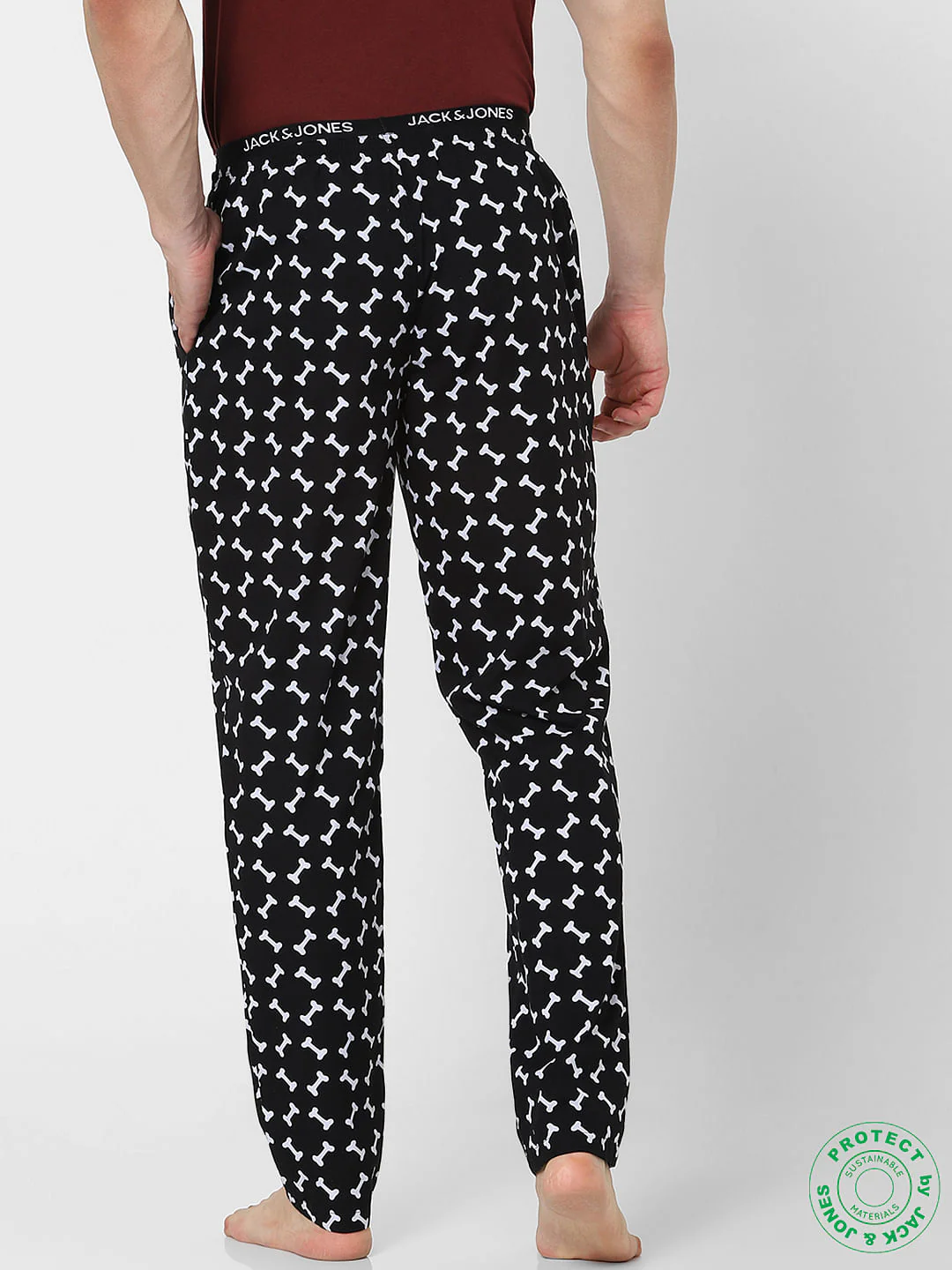 Black Mid Rise Printed Pyjamas - Image 4