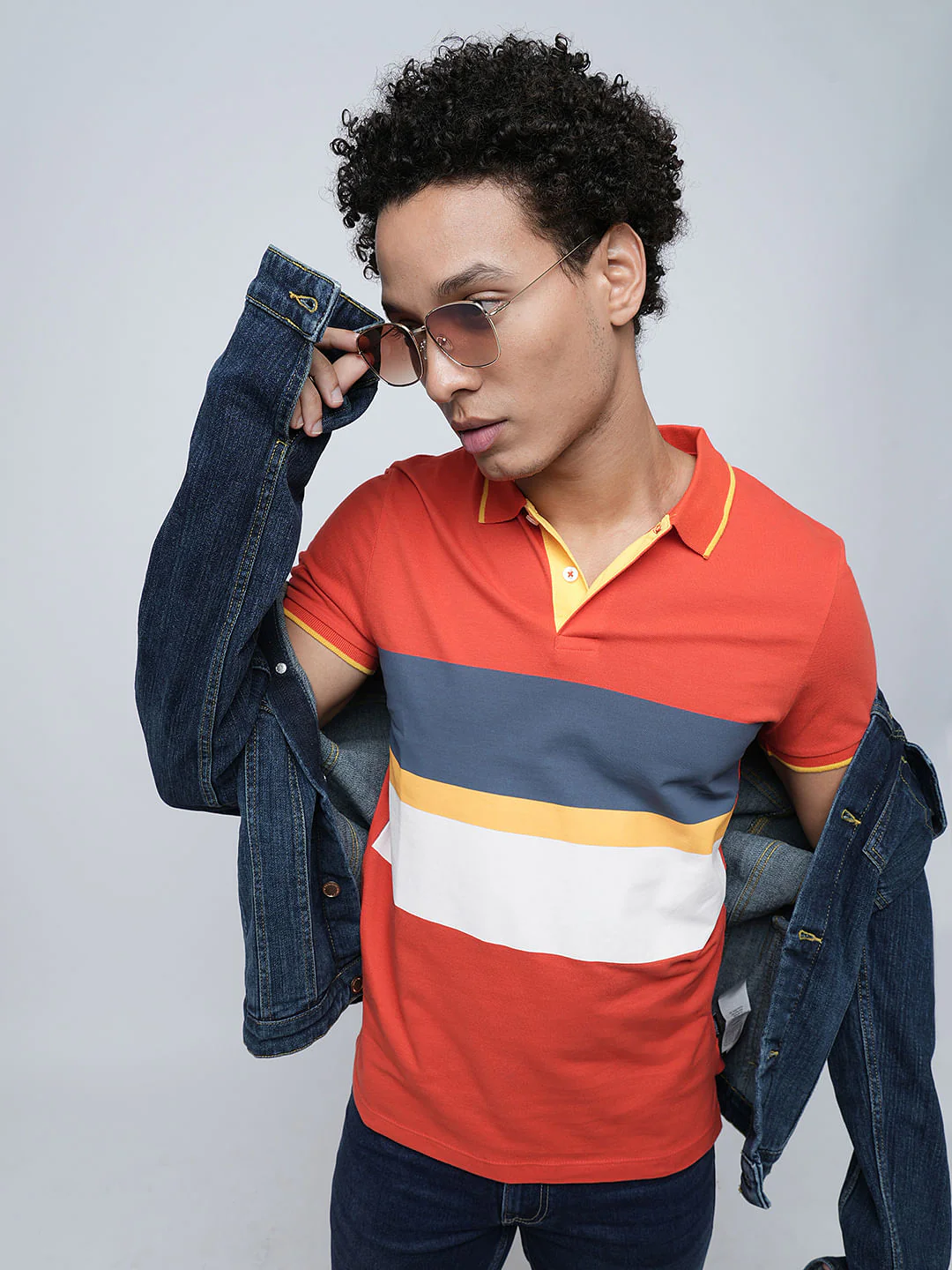 PRODUKT by JACK&JONES Red Colourblocked Cotton Polo