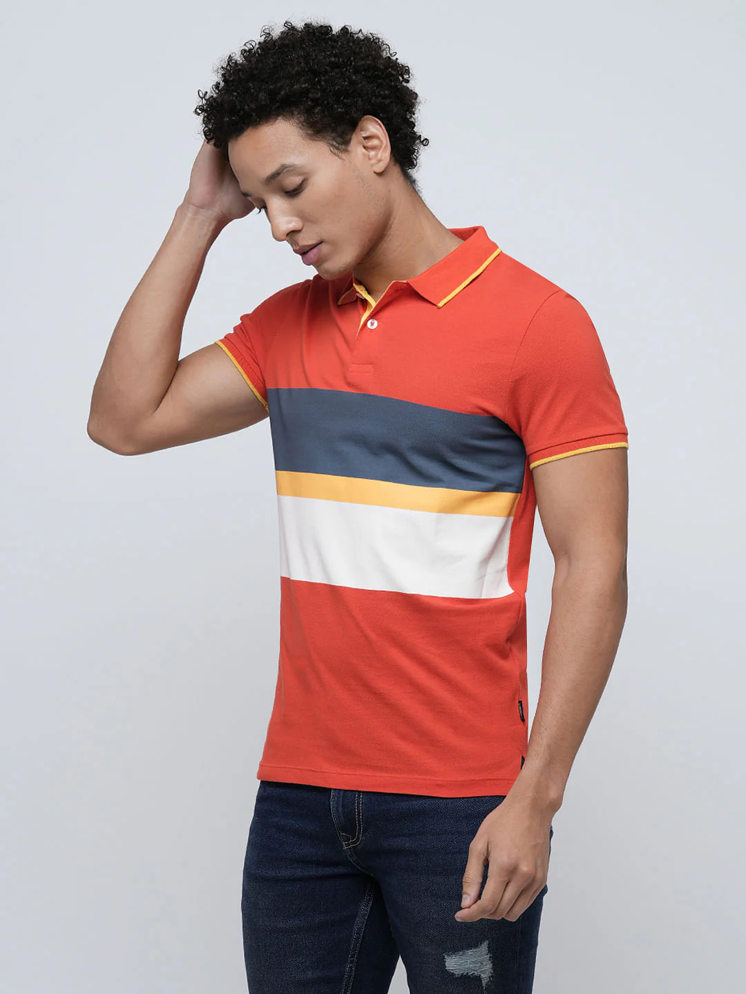 PRODUKT by JACK&JONES Red Colourblocked Cotton Polo - Image 3