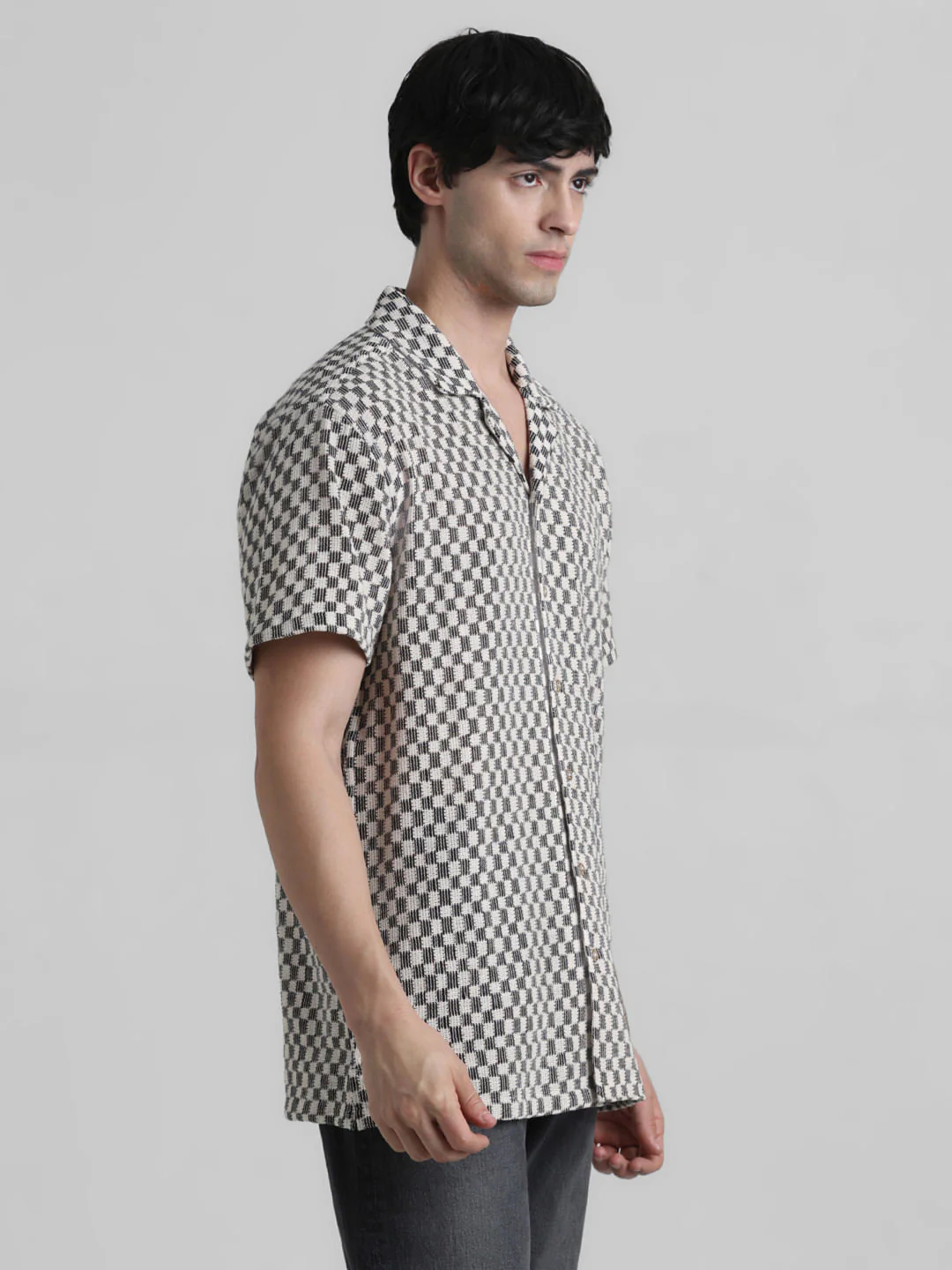 Black Printed Short Sleeves Shirt - Image 3