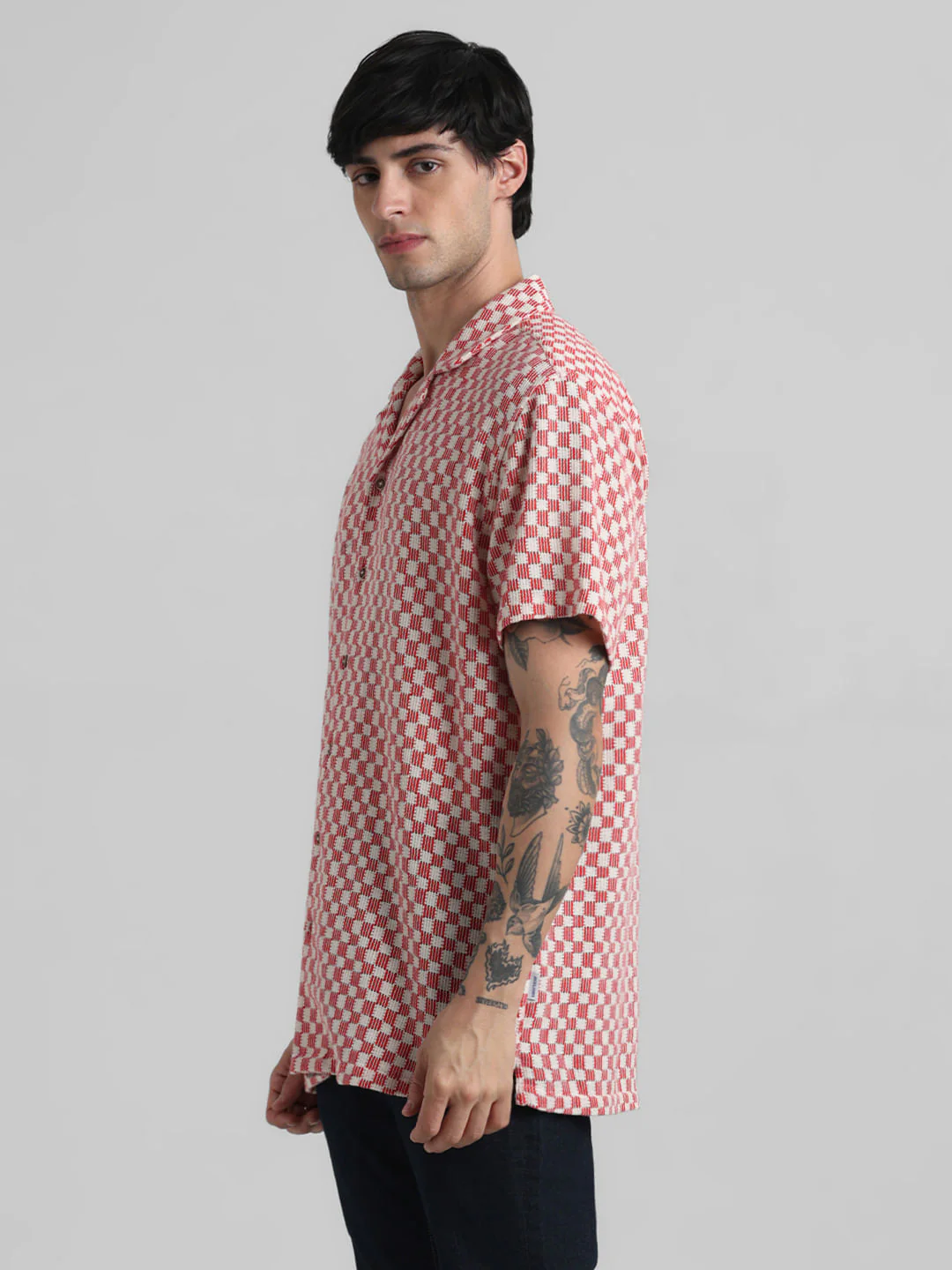 Red Printed Short Sleeves Shirt - Image 3
