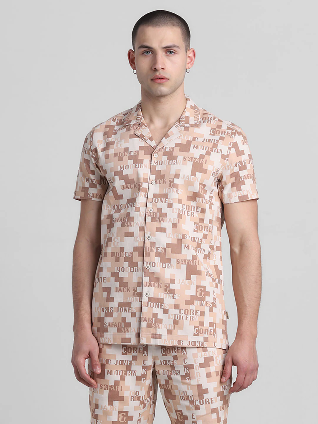 Brown Printed Co-ord Set Shirt - Image 2