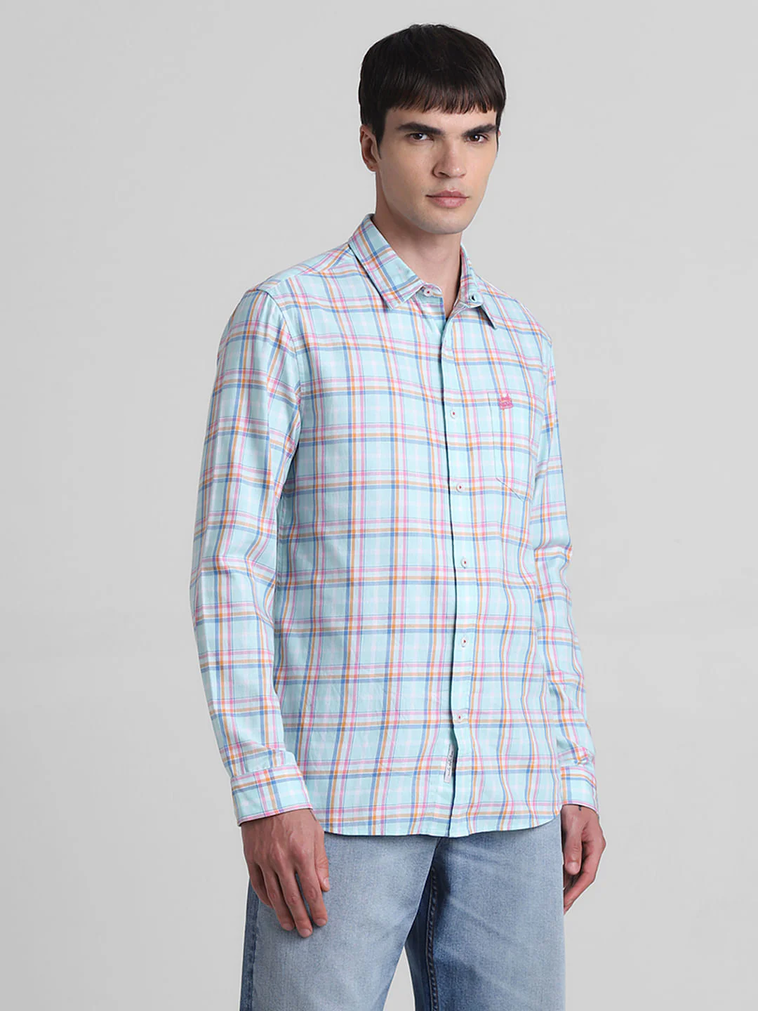 Light Blue Check Full Sleeves Shirt - Image 2