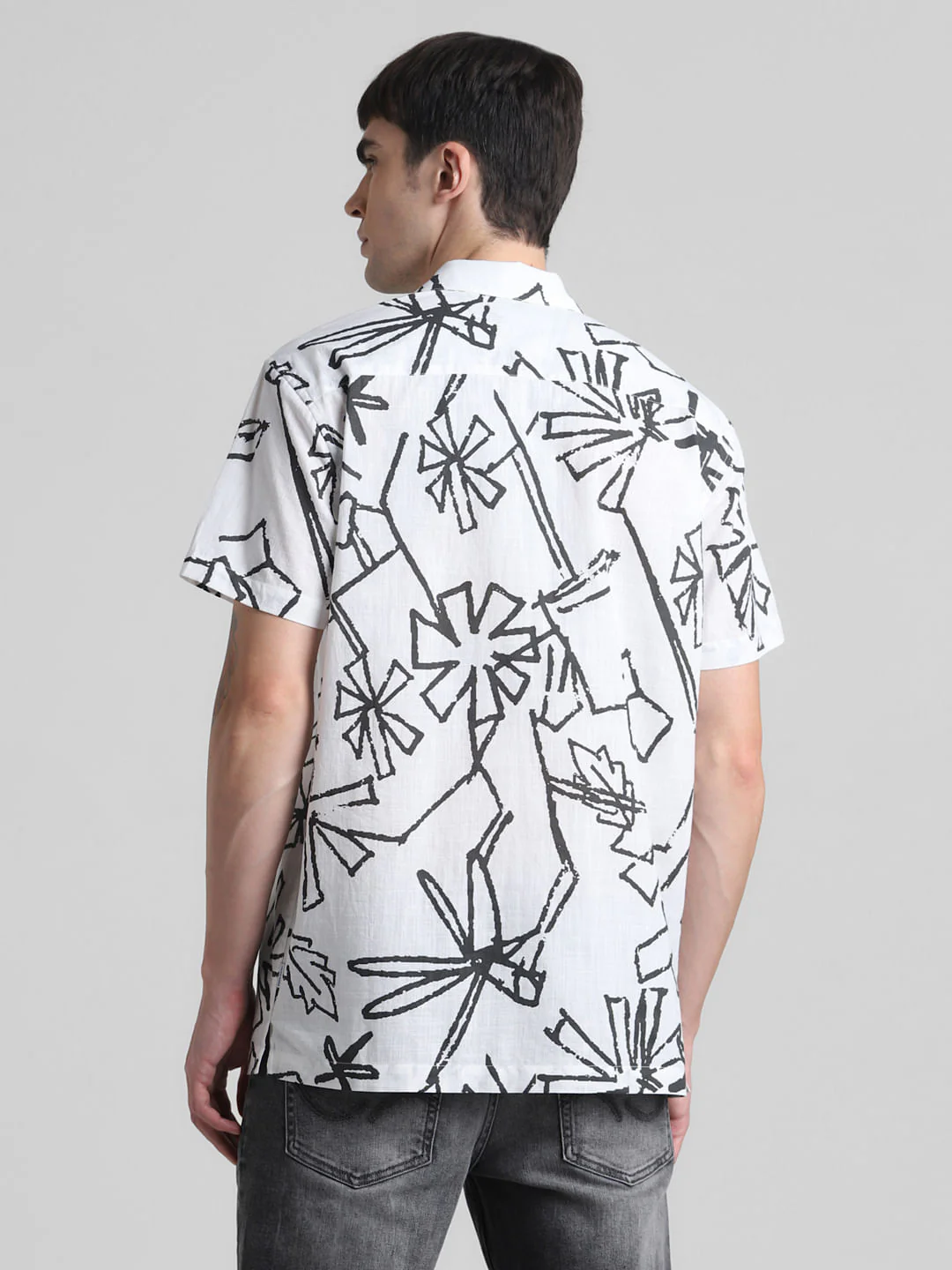 White Printed Short Sleeves Shirt - Image 4