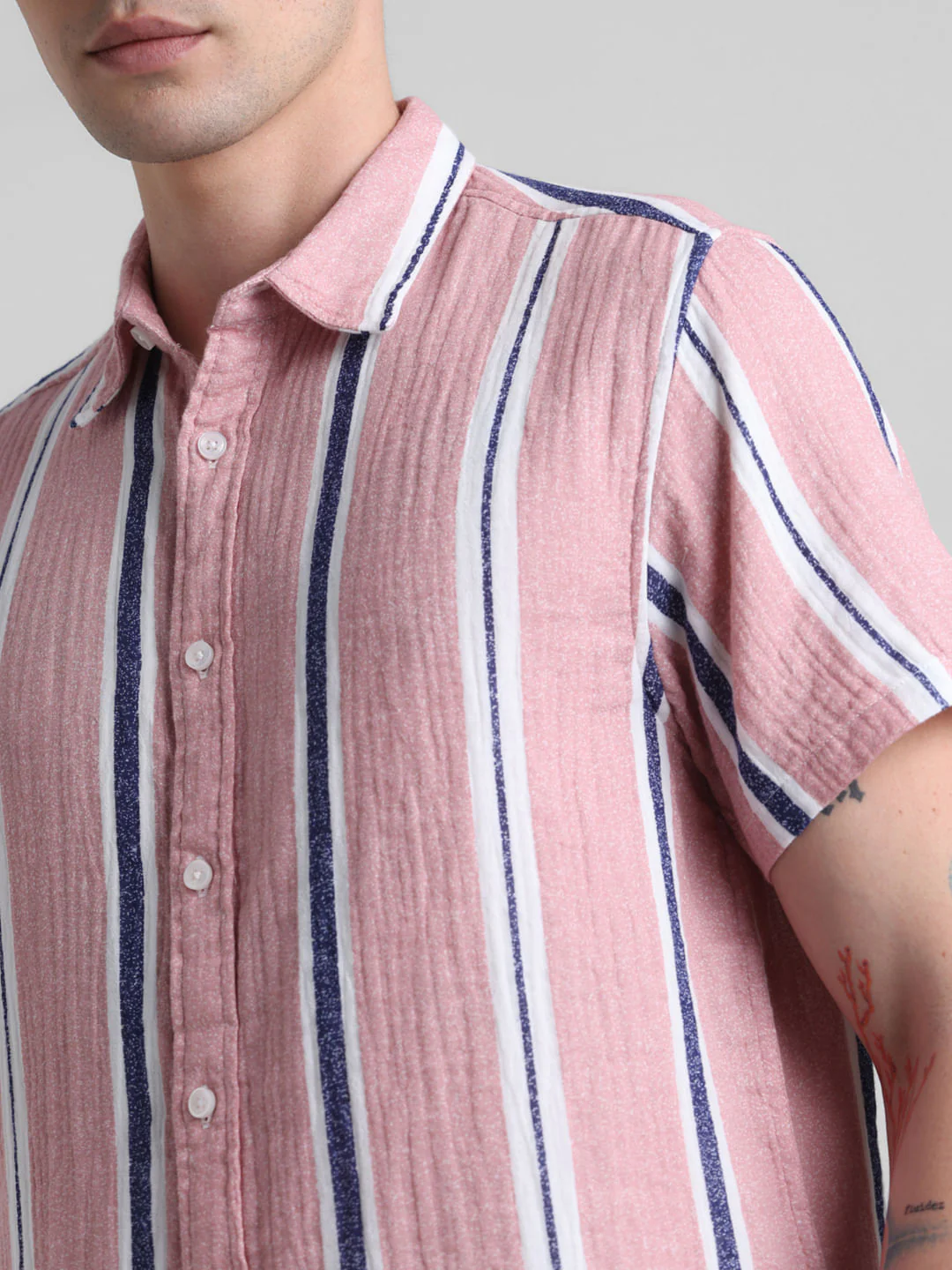 Pink Striped Short Sleeves Shirt - Image 5