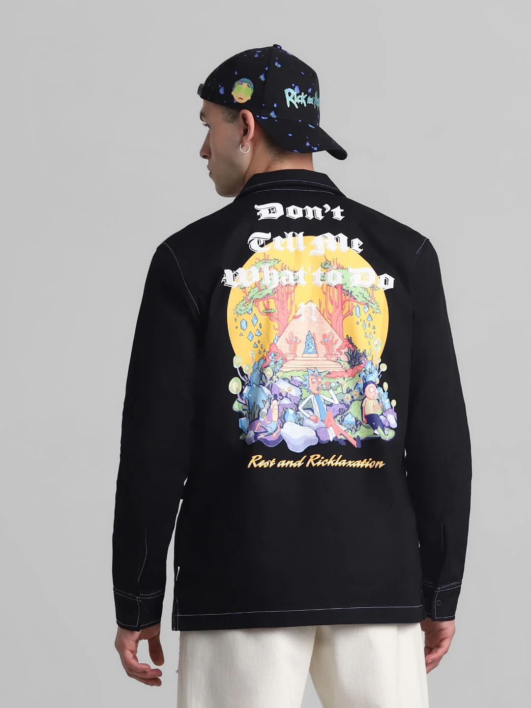 RICK & MORTY Black Printed Full Sleeves Shirt