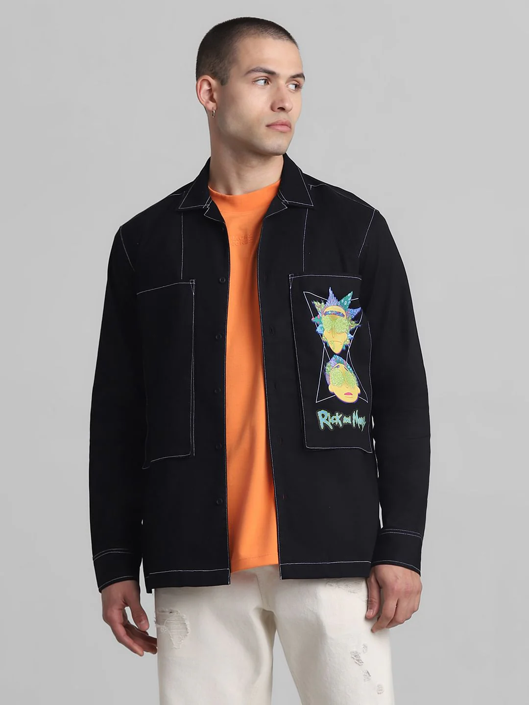 RICK & MORTY Black Printed Full Sleeves Shirt - Image 2