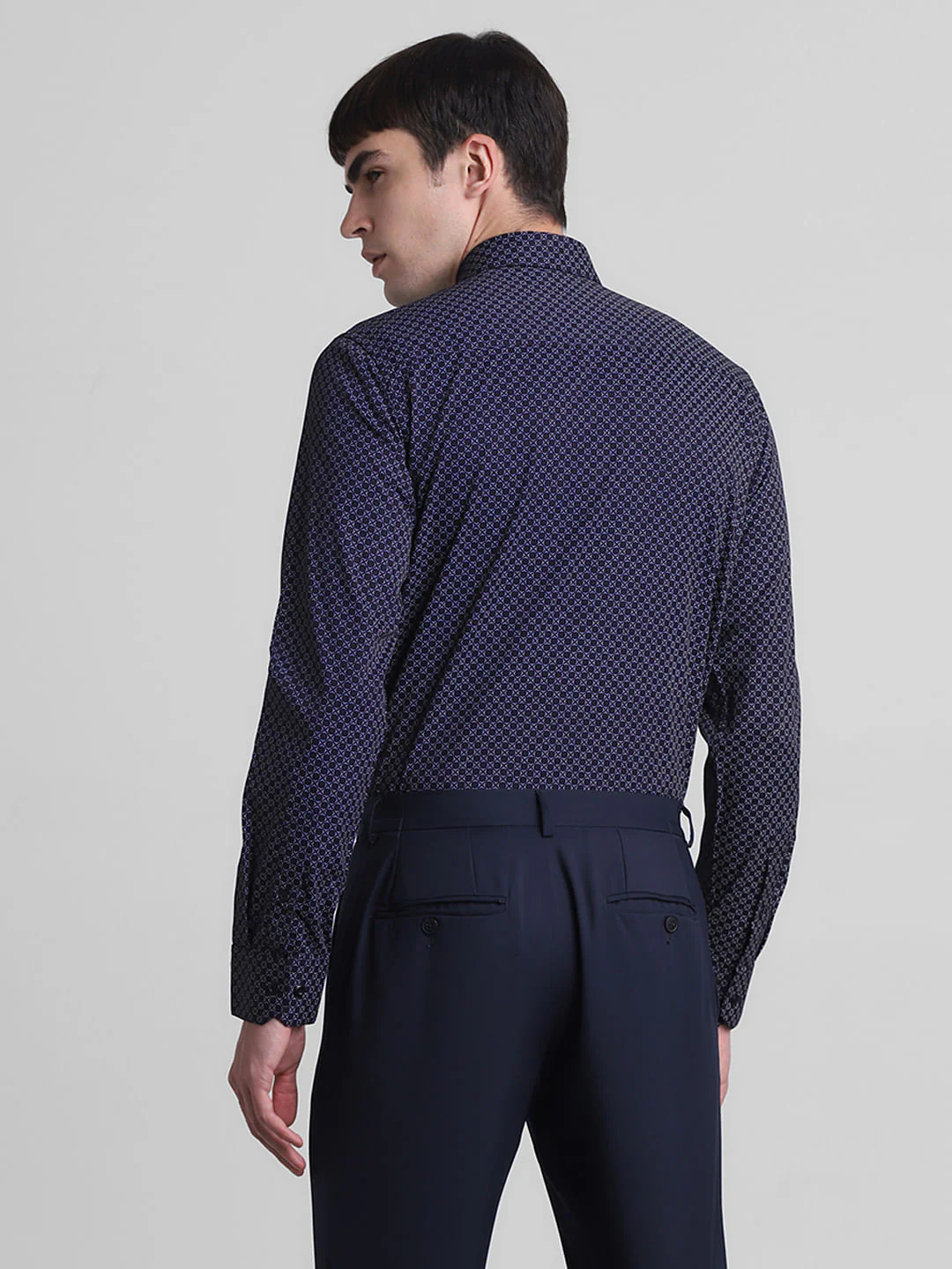 Navy Blue Printed Full Sleeves Shirt - Image 4