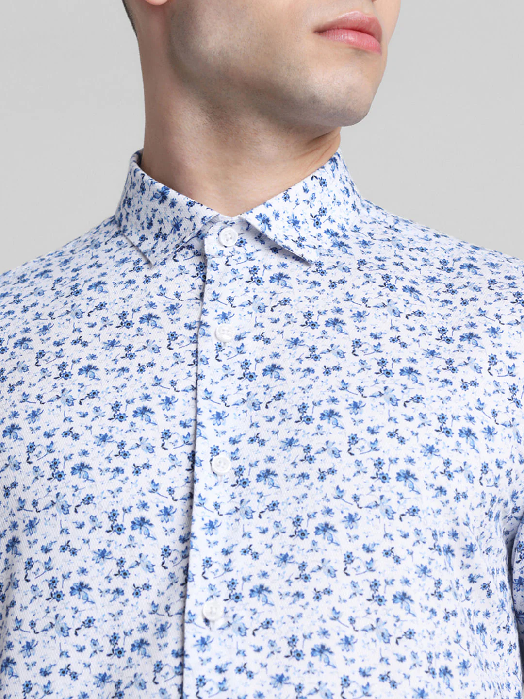 White Floral Print Full Sleeves Shirt - Image 5