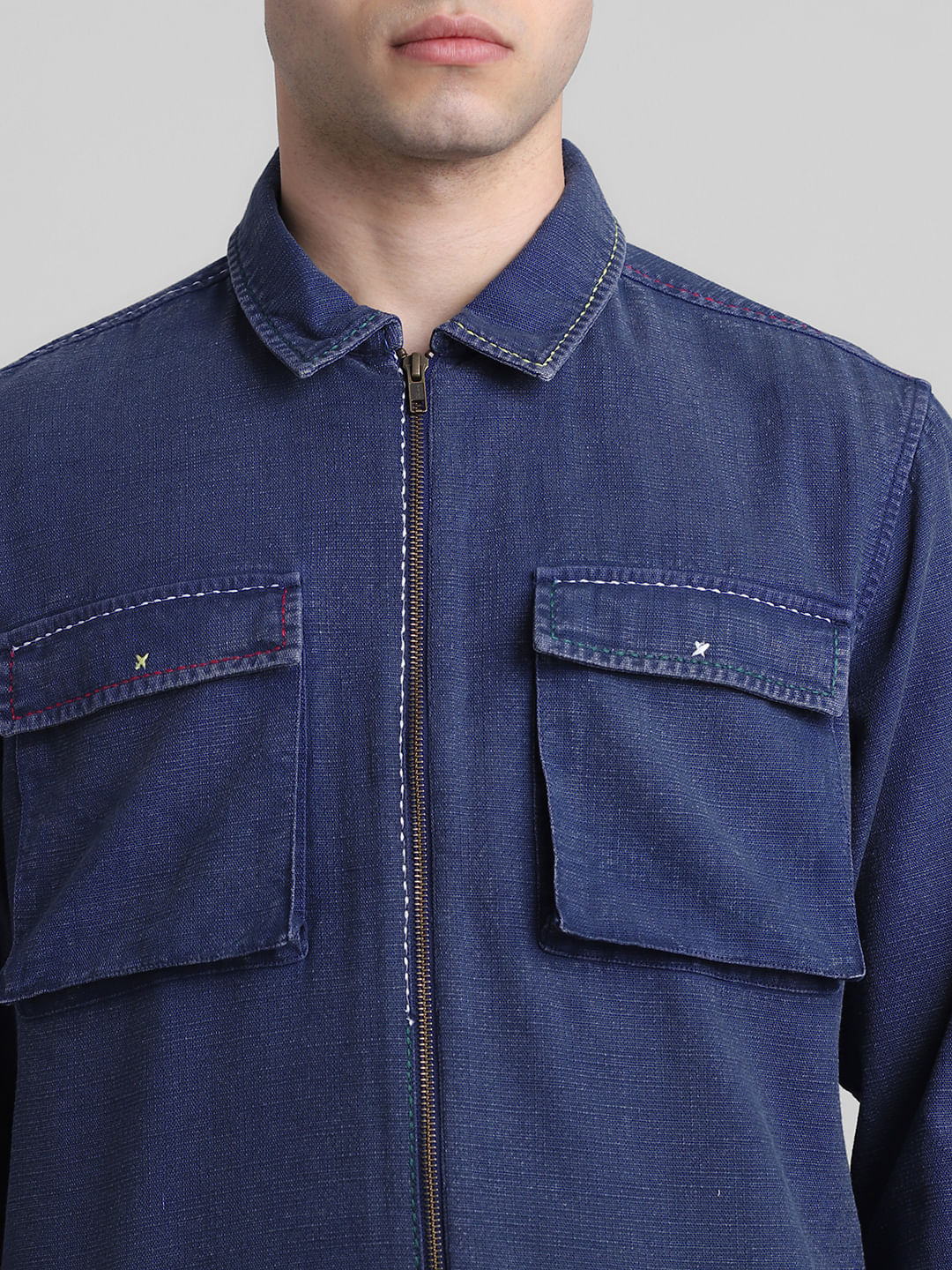 Blue Zip-Up Oversized Shirt - Image 5