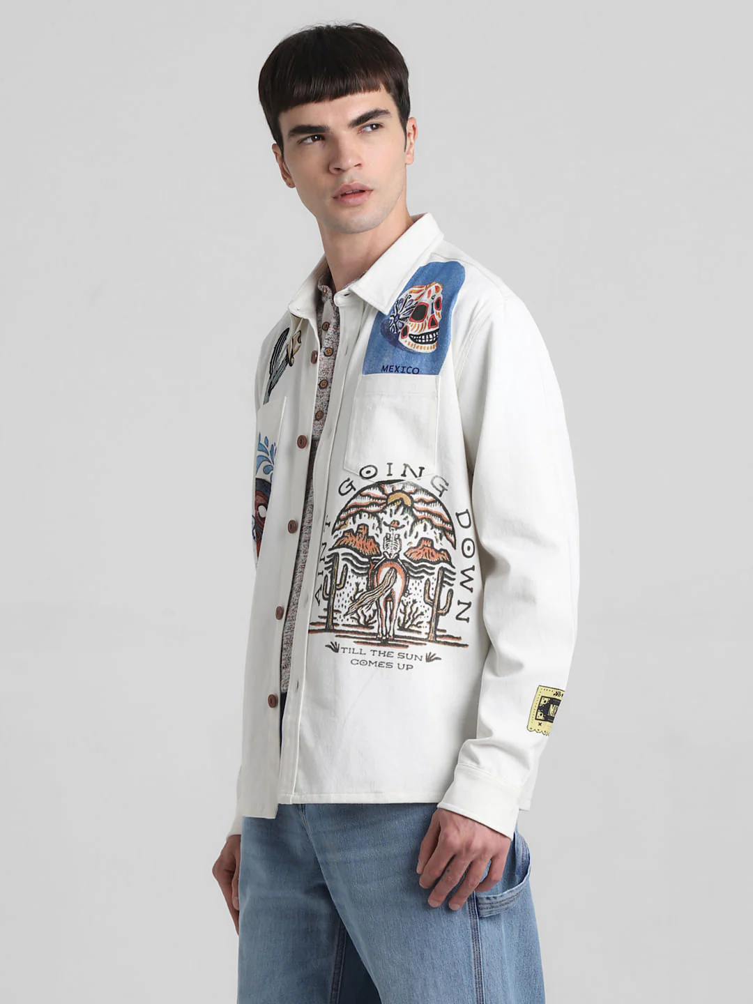 White Graphic Print Oversized Shirt - Image 3