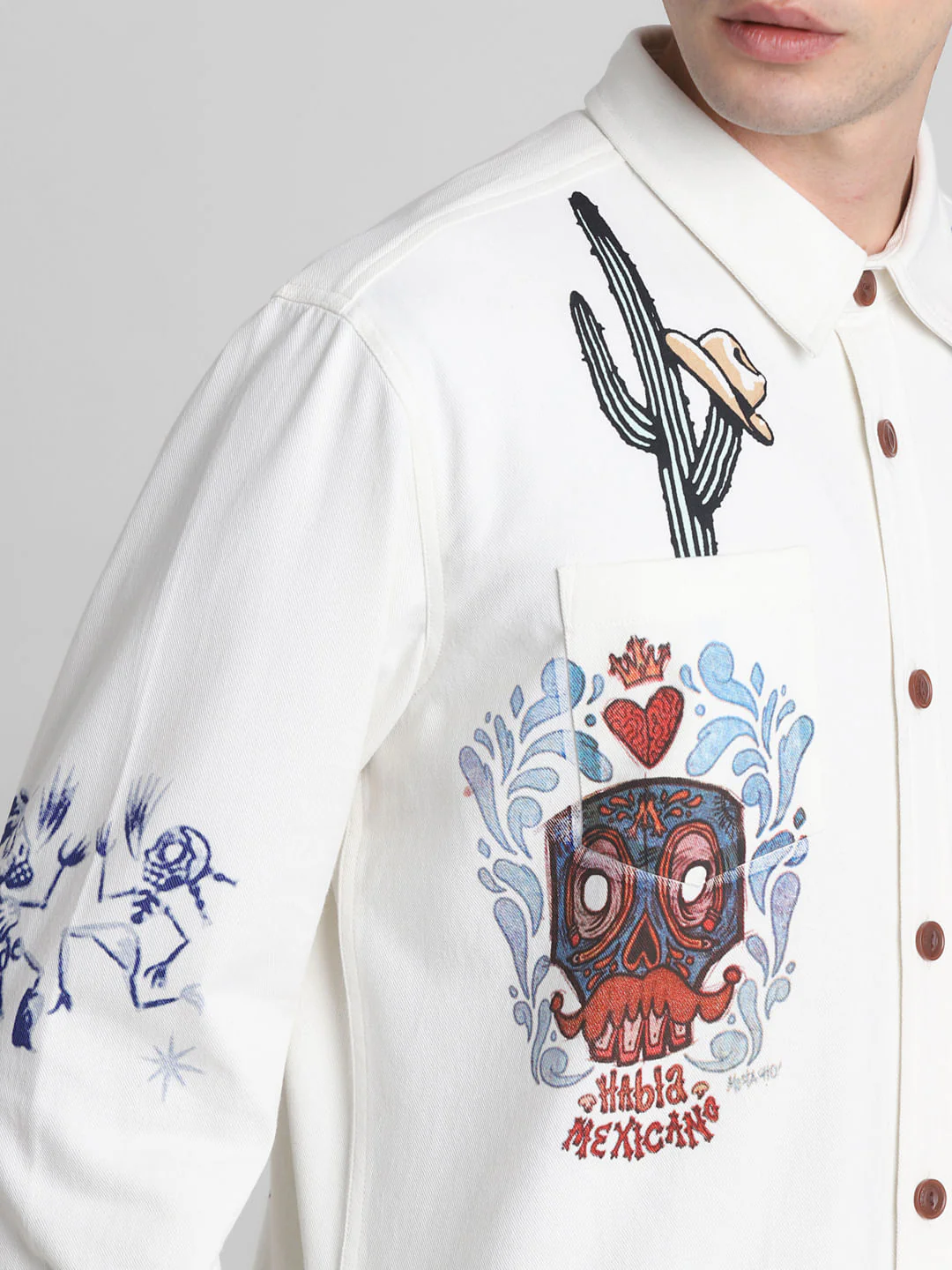 White Graphic Print Oversized Shirt - Image 5