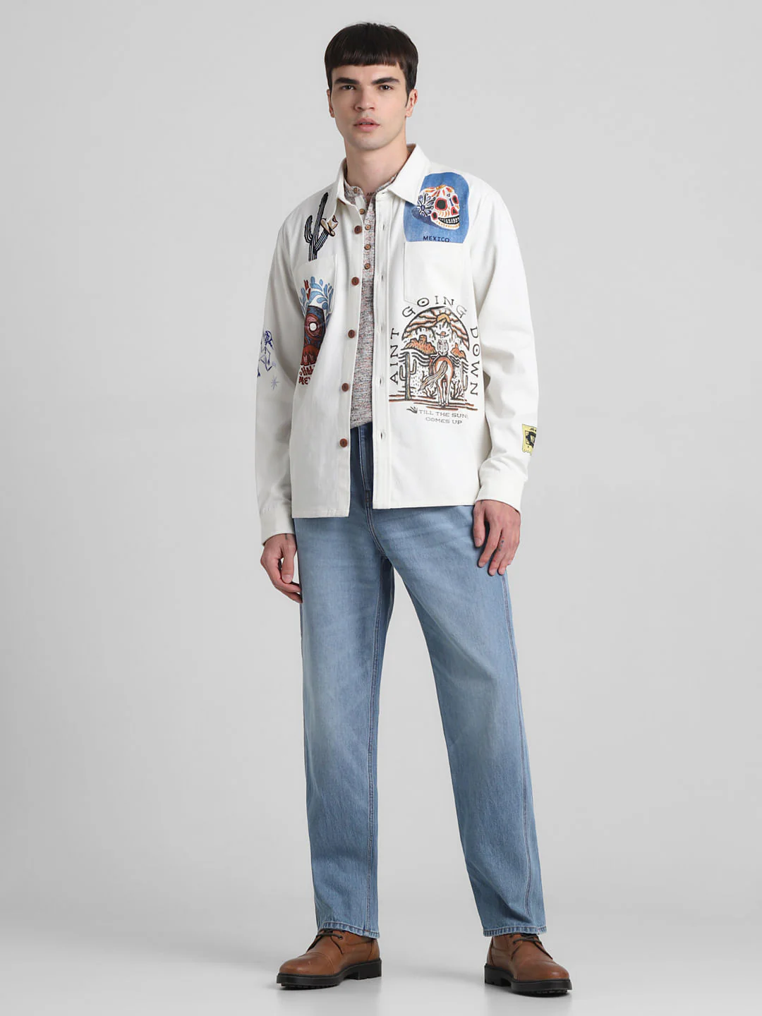 White Graphic Print Oversized Shirt - Image 8