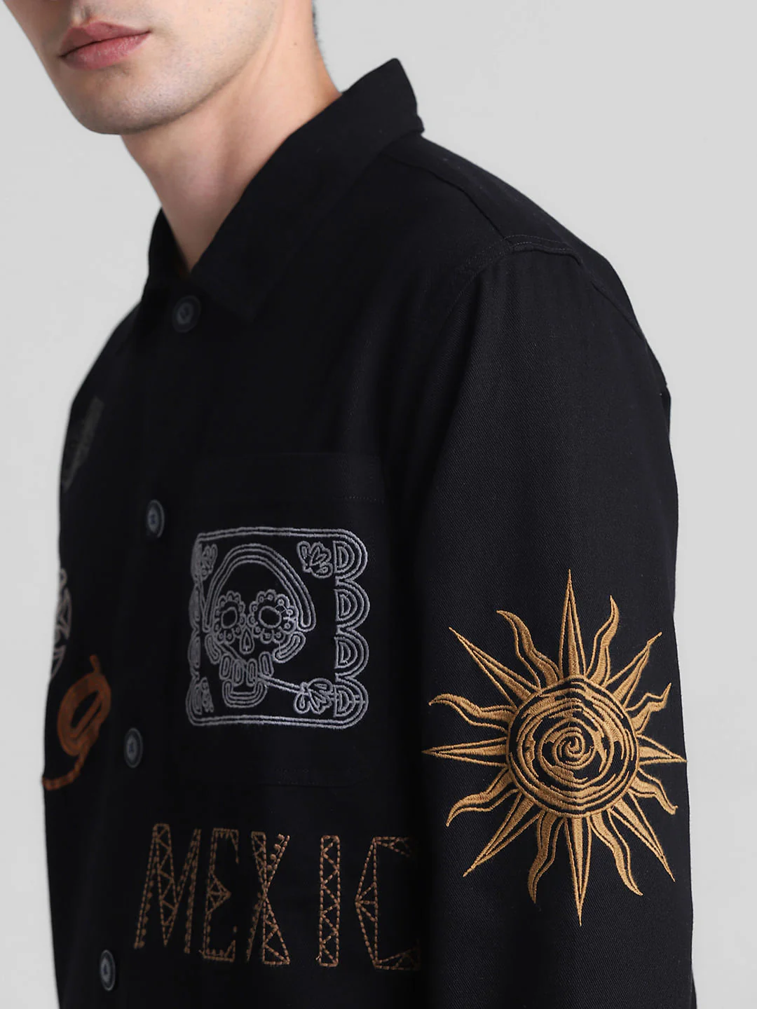 Black Embroidered Oversized Full Sleeves Shirt - Image 5