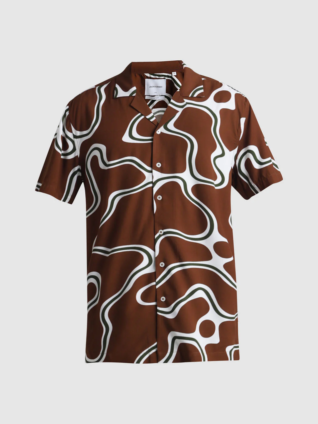 Brown Printed Short Sleeves Shirt - Image 7