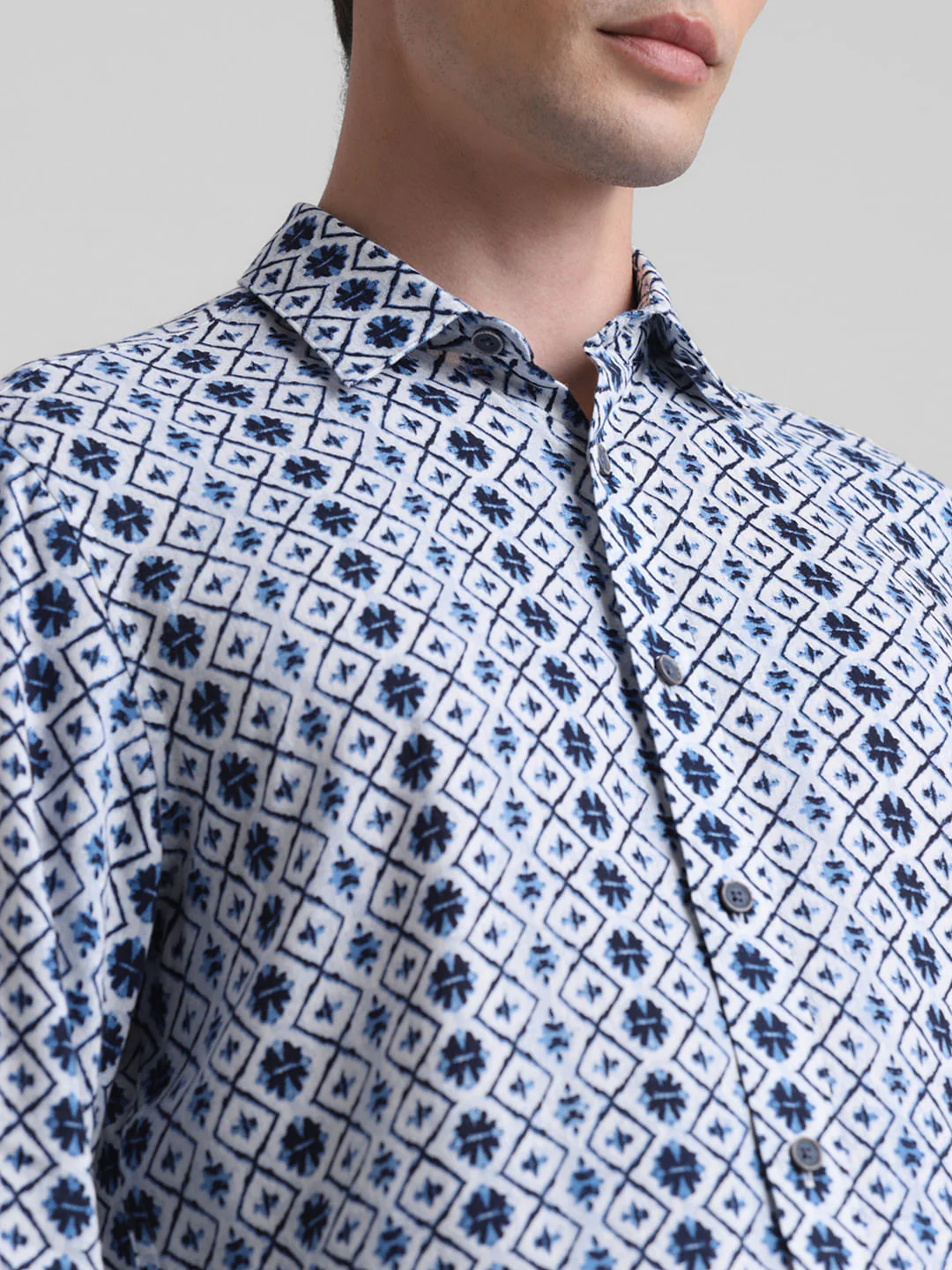 Blue Printed Full Sleeves Shirt - Image 5