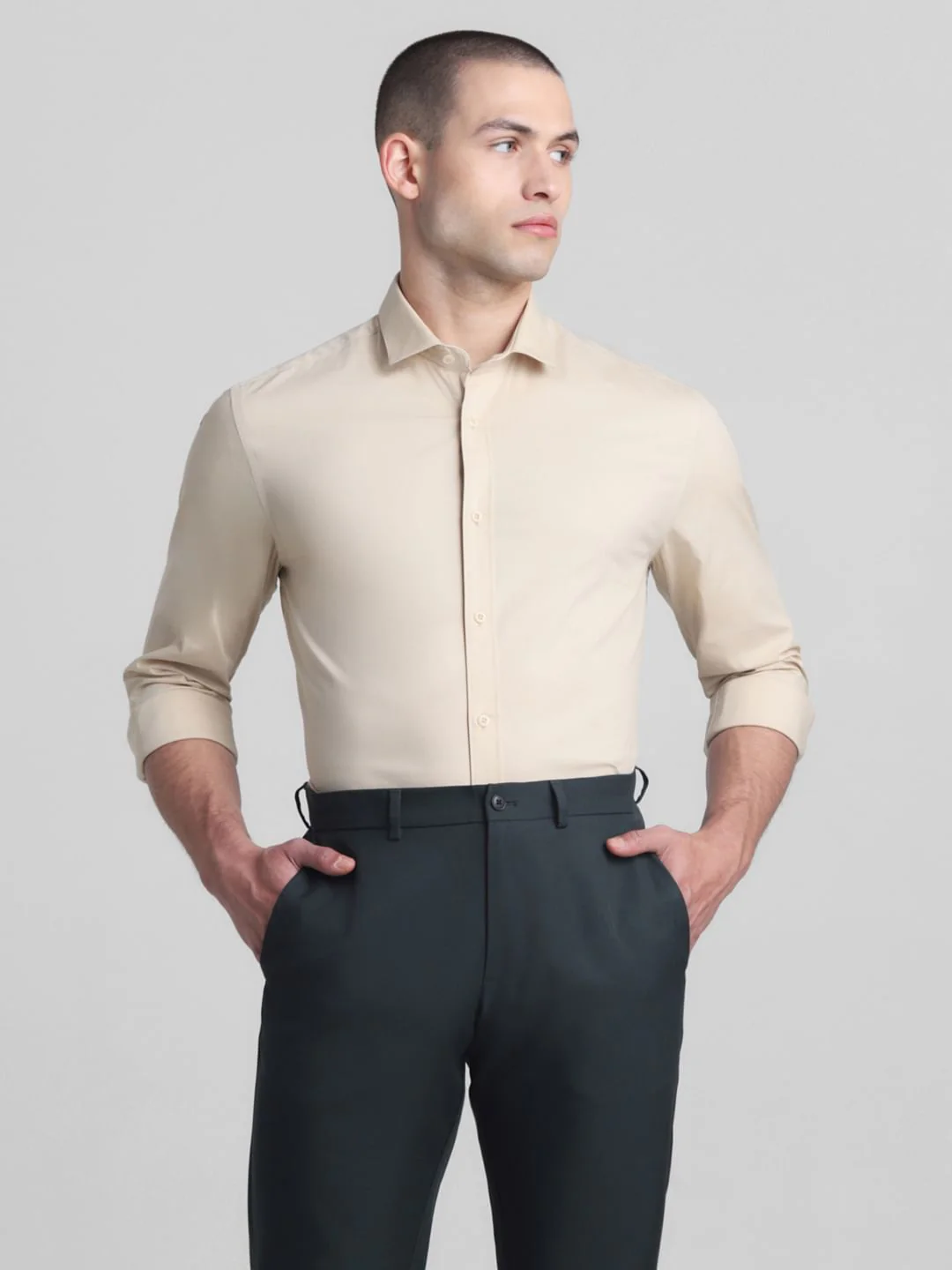 Beige Full Sleeves Formal Shirt - Image 2