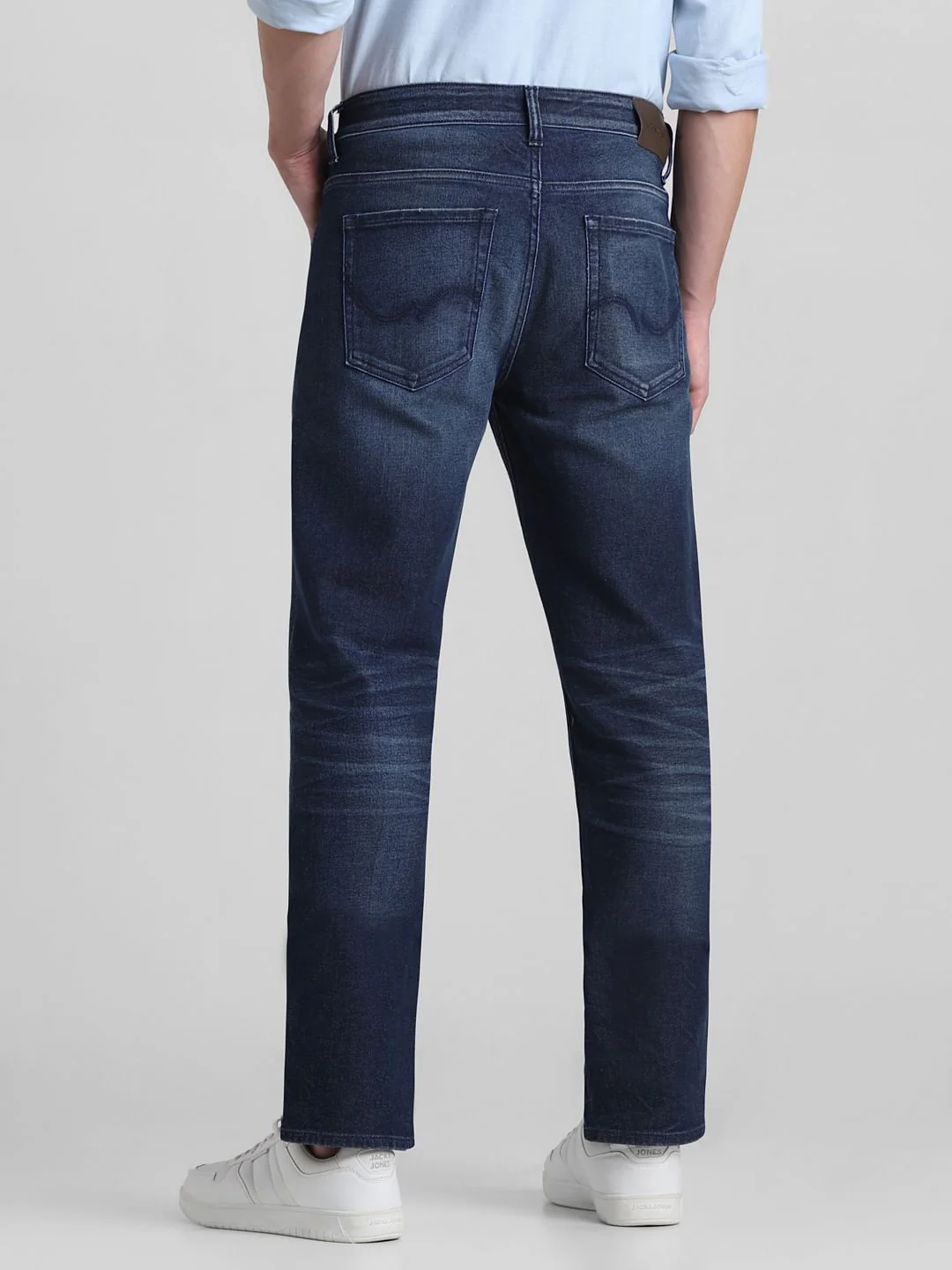 Dark Blue Mid Rise Distressed Regular Fit Jeans - Image 3