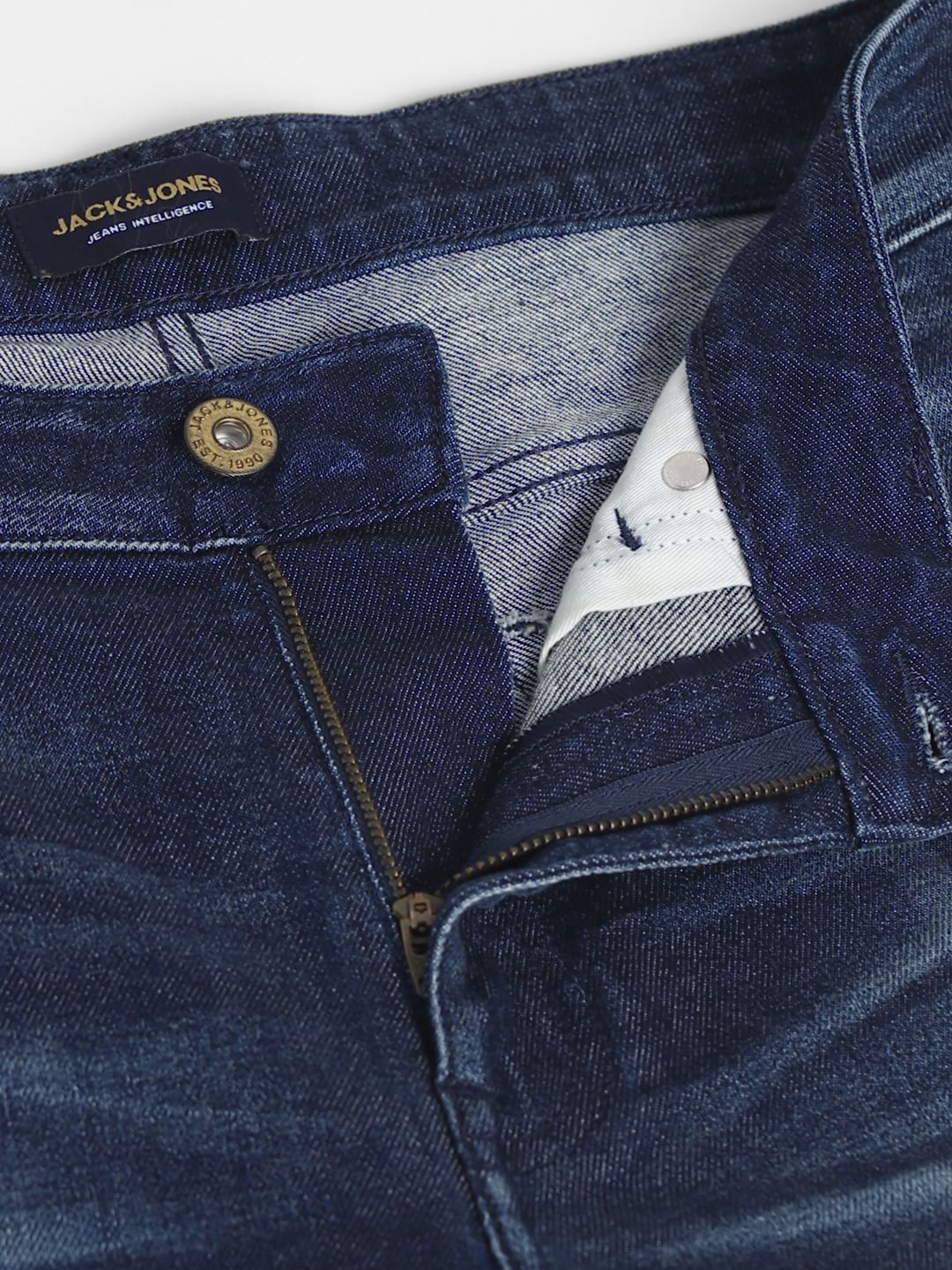 Dark Blue Mid Rise Distressed Regular Fit Jeans - Image 5