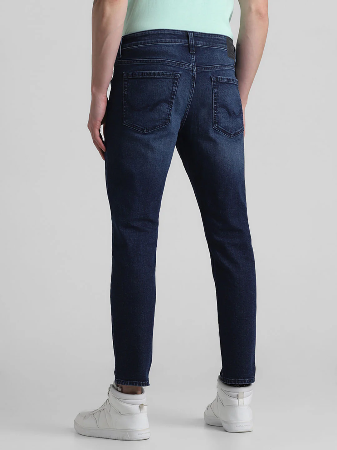 Dark Blue Mid Rise Brak Slim Fit Jeans - Image 3