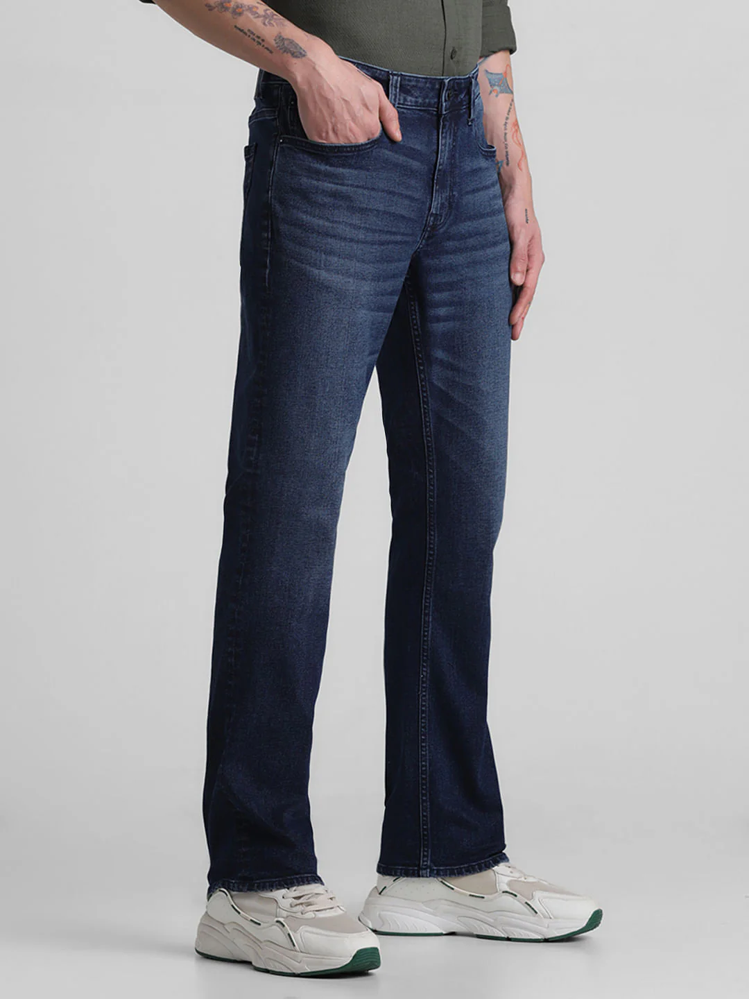 Dark Blue Mid Rise Clark Regular Fit Jeans - Image 2