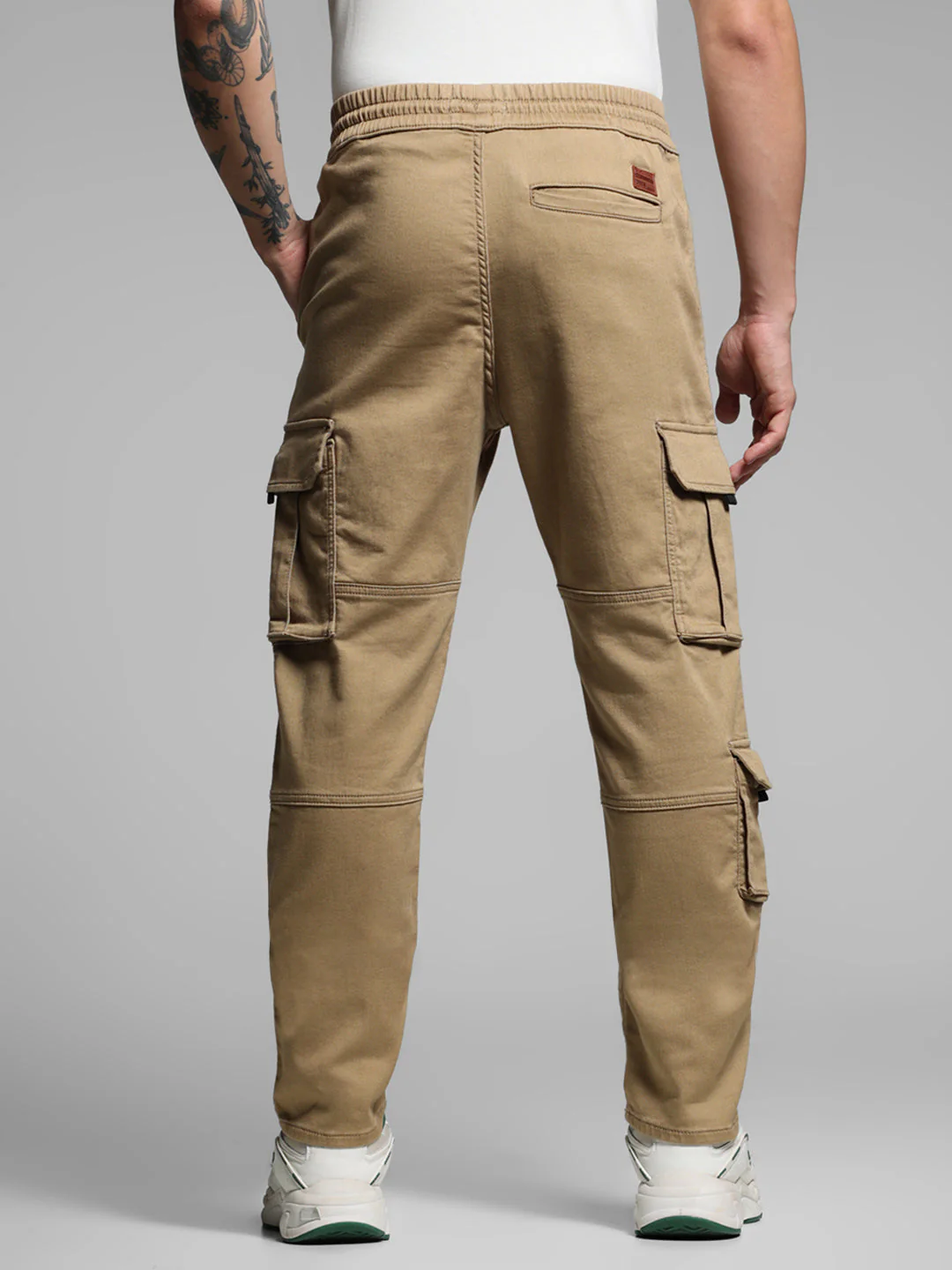 Beige 6 Pocket Anti Fit Joggers - Image 3
