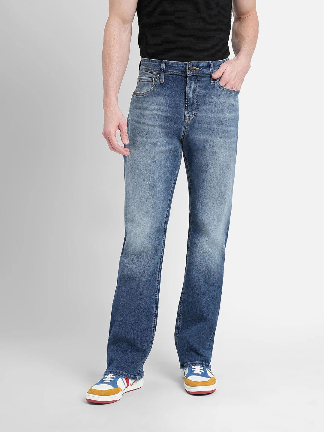 Dark Blue High Rise Washed Ray Bootcut Jeans - Image 2