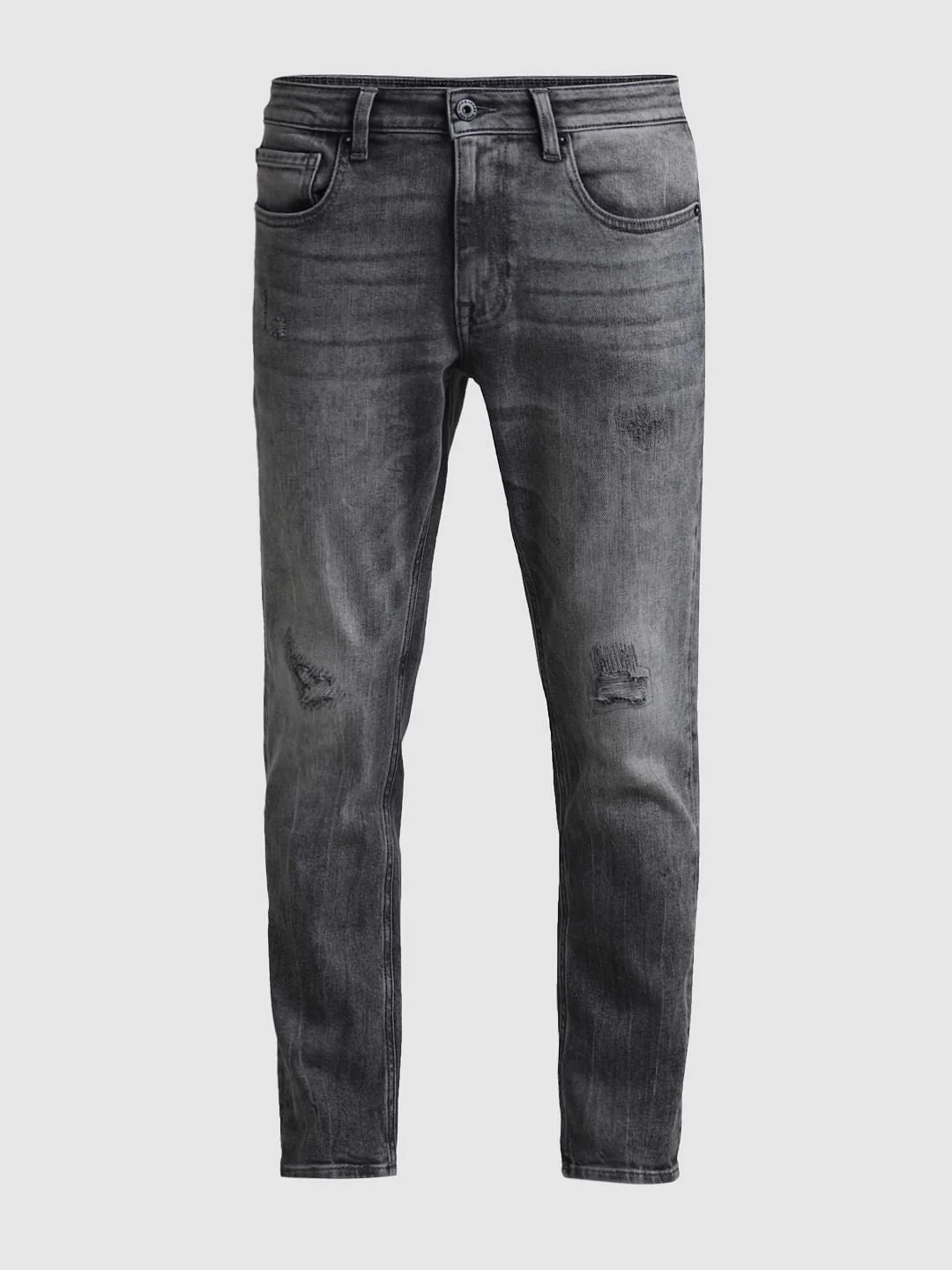Grey Distressed Cropped Slim Fit Jeans - Image 6
