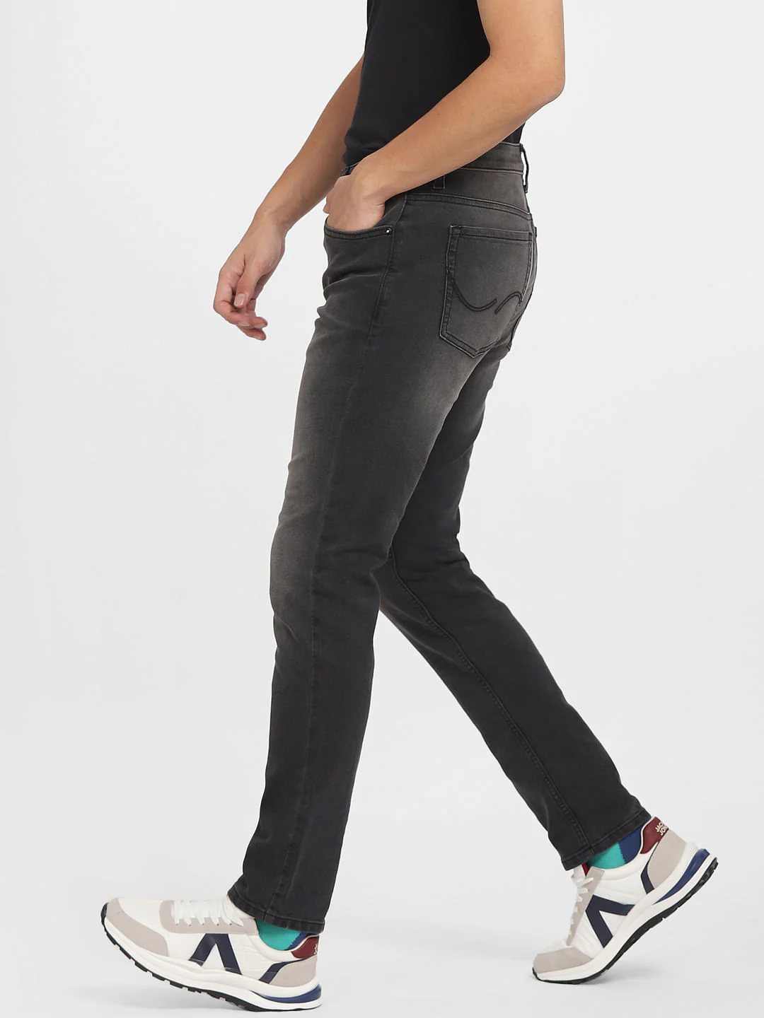 Grey Low Rise Washed Glenn Slim Jeans - Image 3