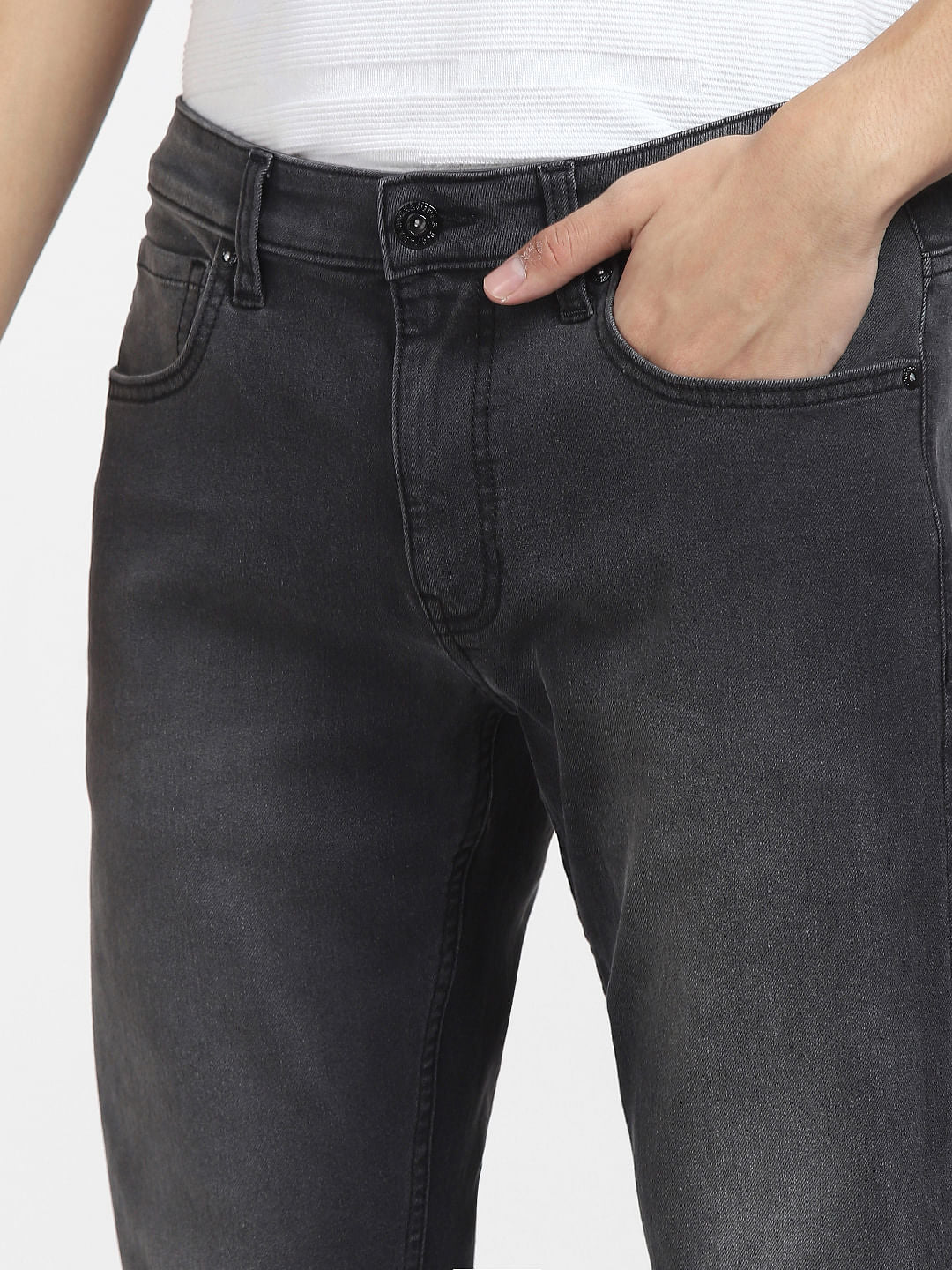 Grey Mid Rise Clark Regular Fit Jeans - Image 5