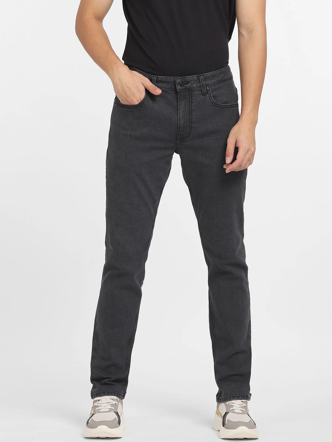 Dark Grey Low Rise Glenn Slim Jeans - Image 2
