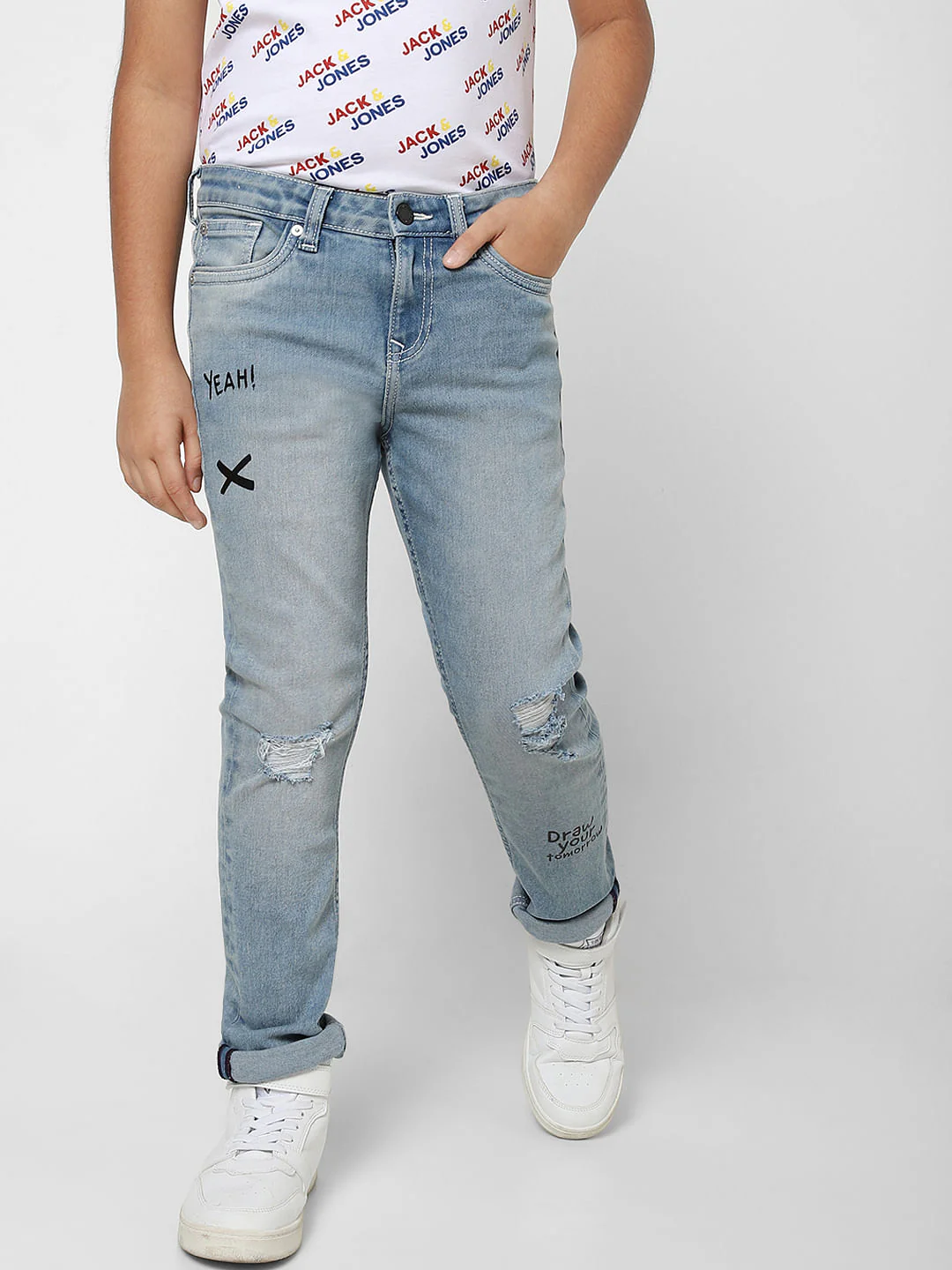 Boys Blue Ripped Clark Straight Jeans - Image 2