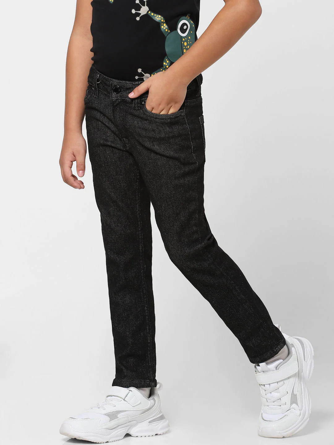 Boys Black Mid Rise Clark Straight Fit Jeans - Image 3