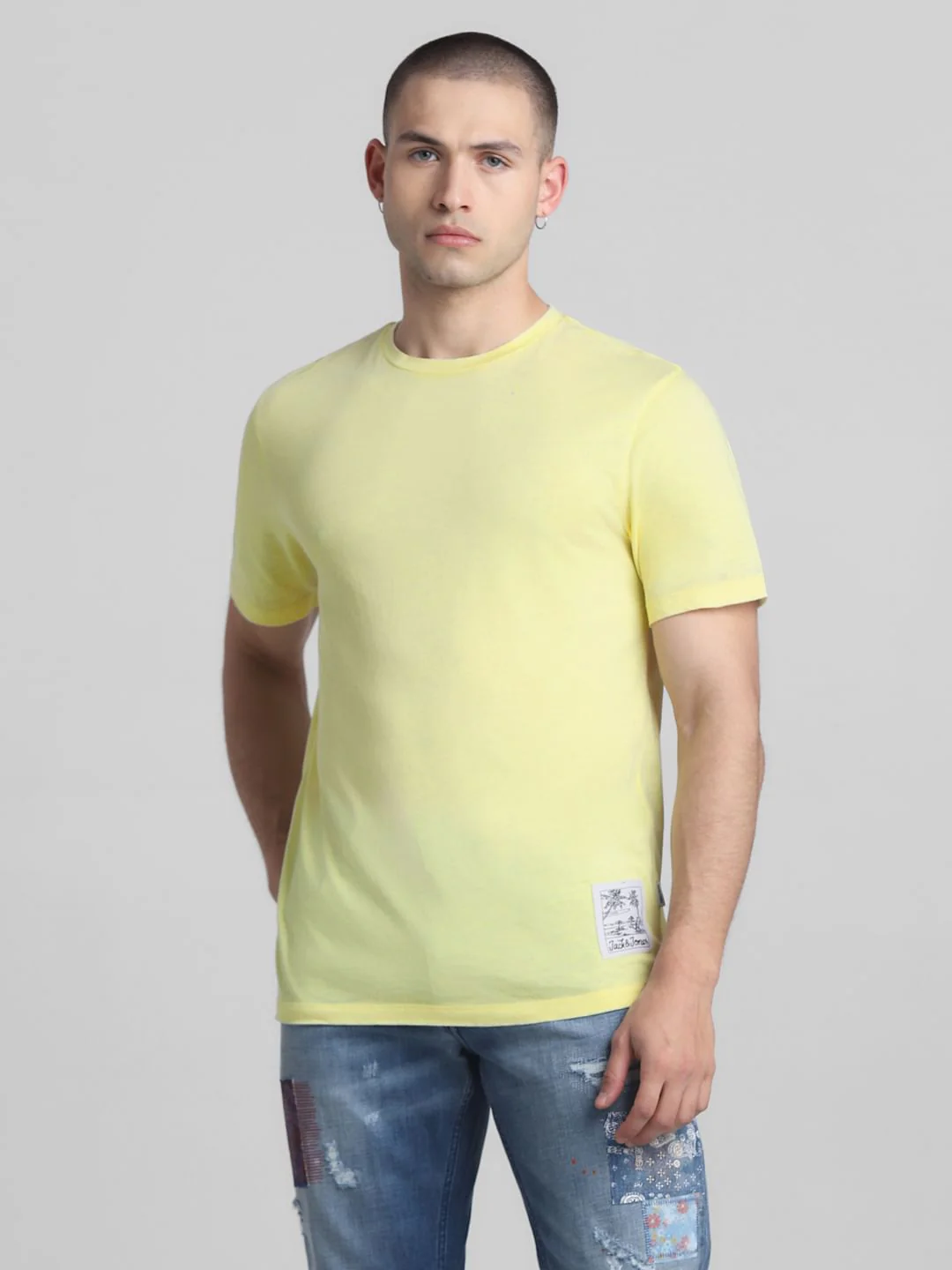 Lime Green Cotton Crew Neck T-shirt - Image 2