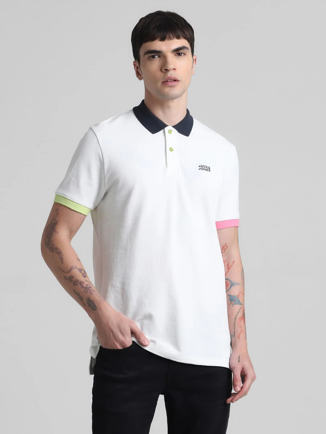 White Contrast Tipping Polo T-shirt - Image 2