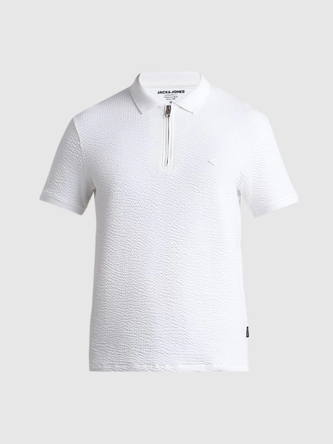 White Textured Polo T-shirt - Image 7