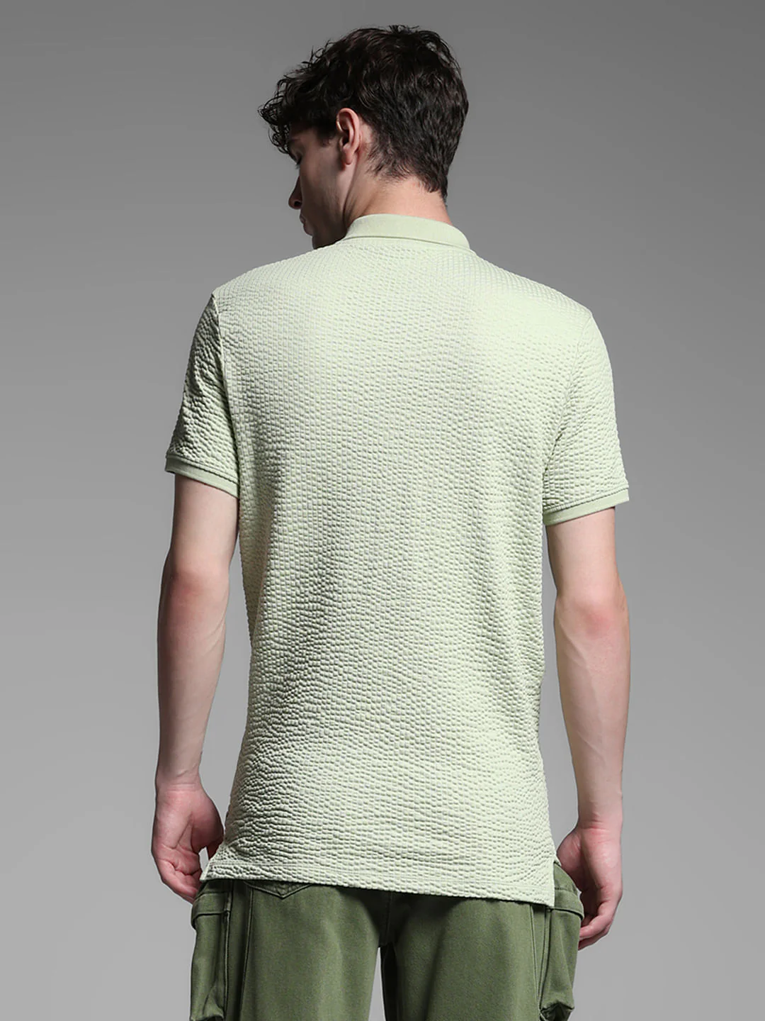 Green Zip Collar Cotton Polo - Image 4