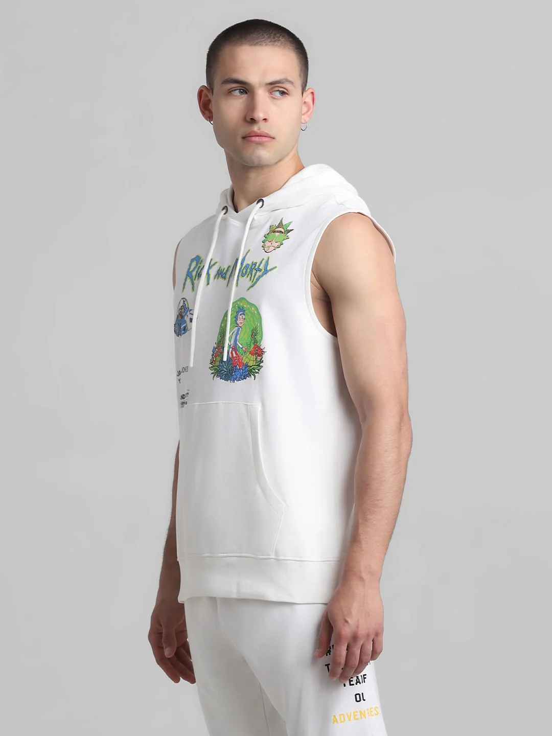RICK & MORTY White Printed Hooded Vest - Image 3
