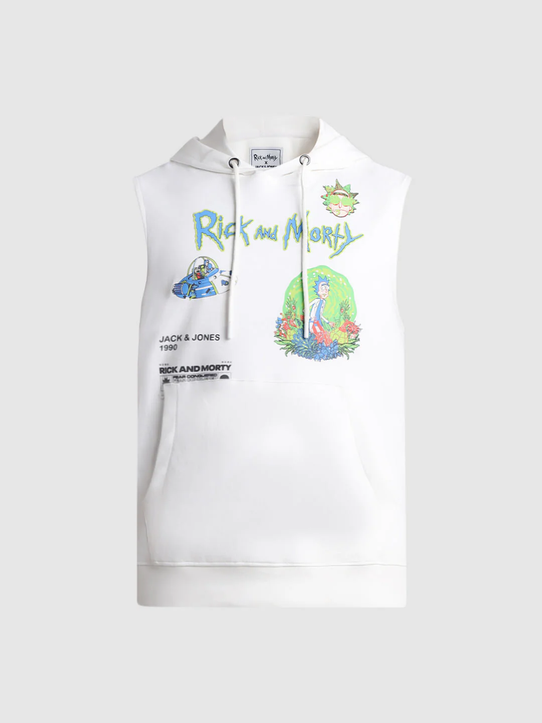 RICK & MORTY White Printed Hooded Vest - Image 7