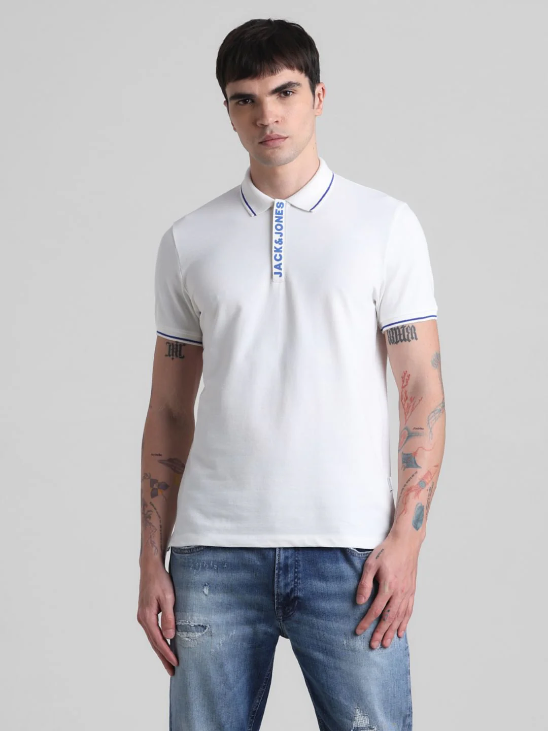 White Logo Tipping Polo T-shirt - Image 2