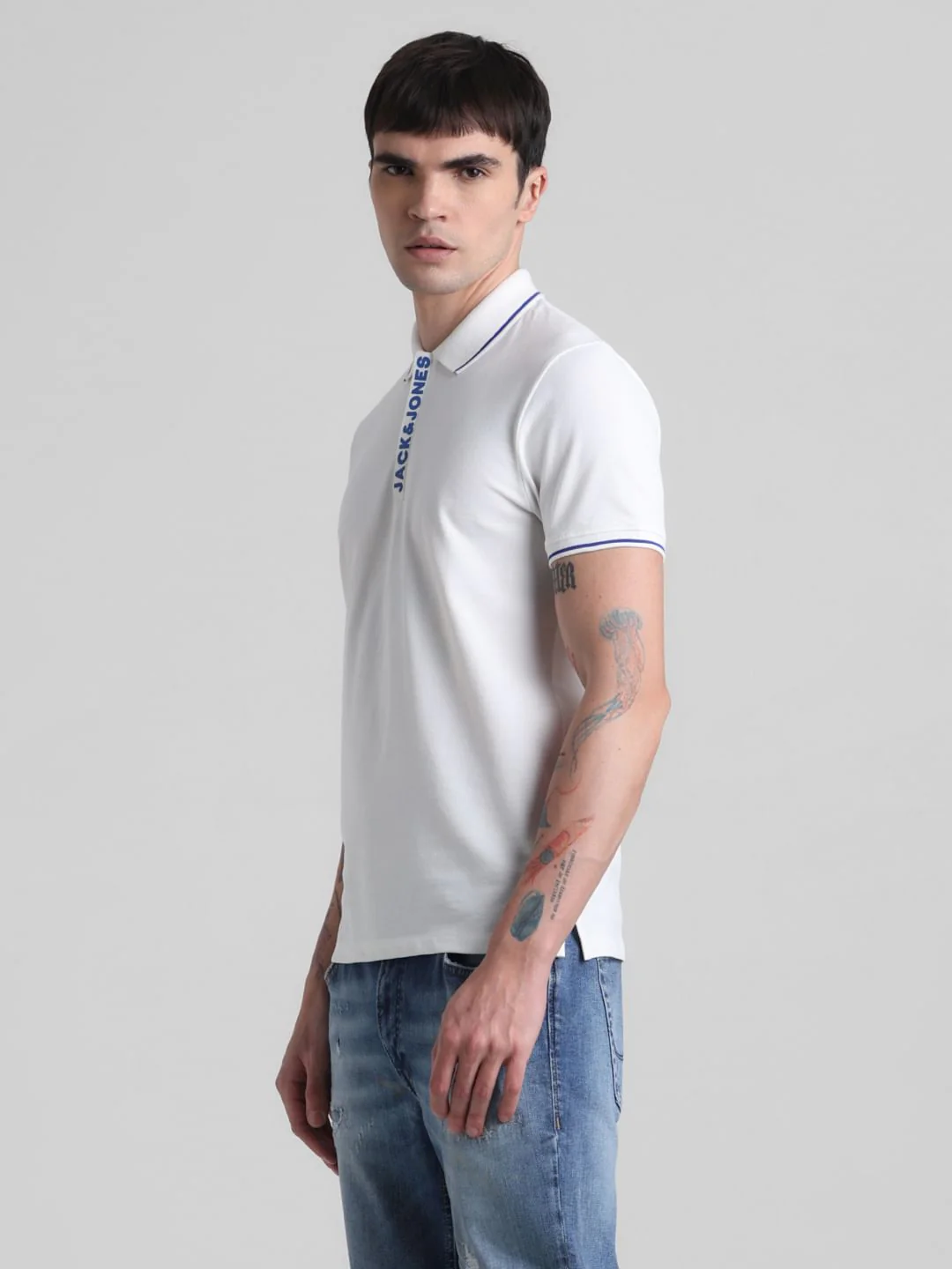 White Logo Tipping Polo T-shirt - Image 3