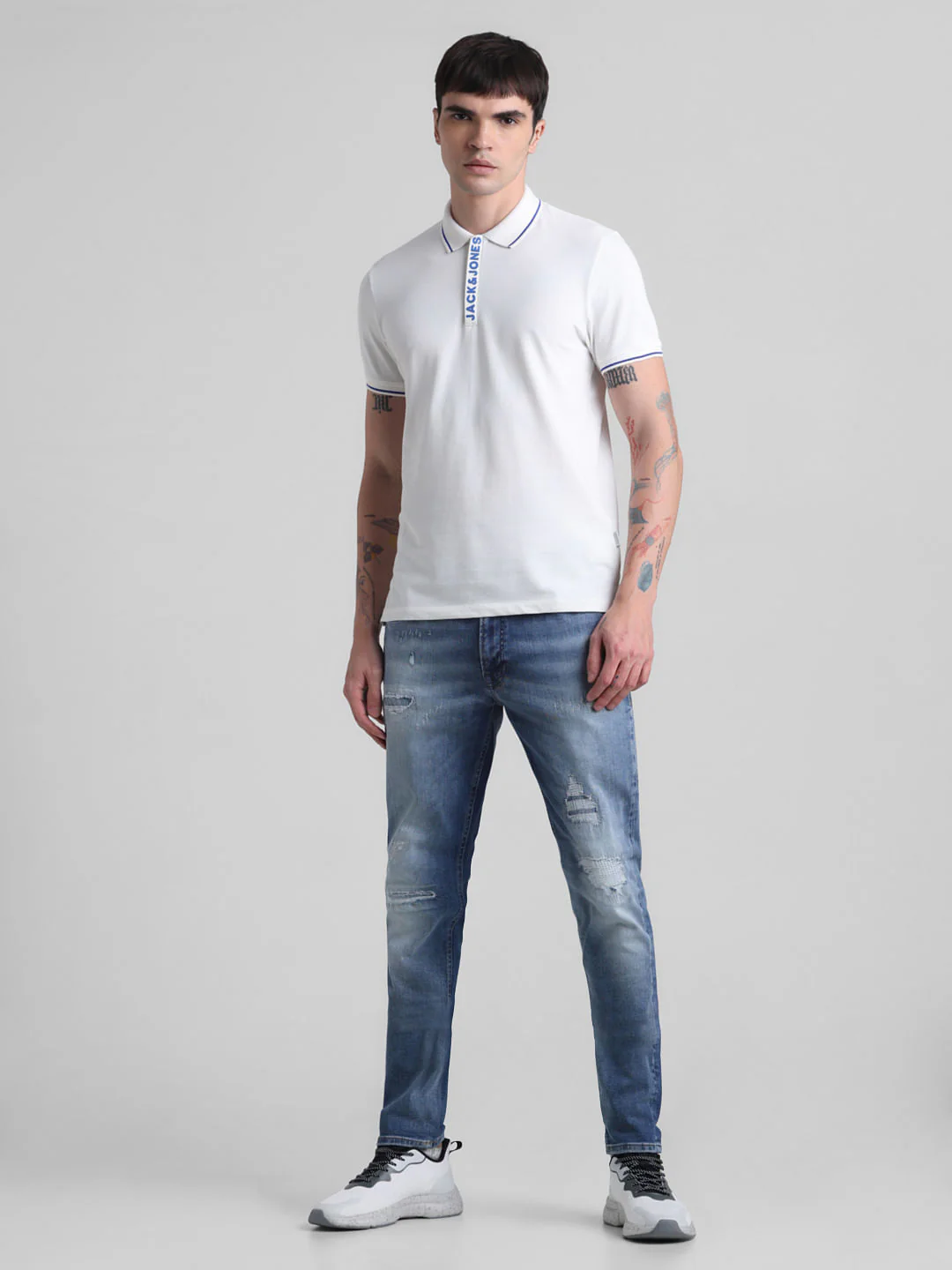 White Logo Tipping Polo T-shirt - Image 6