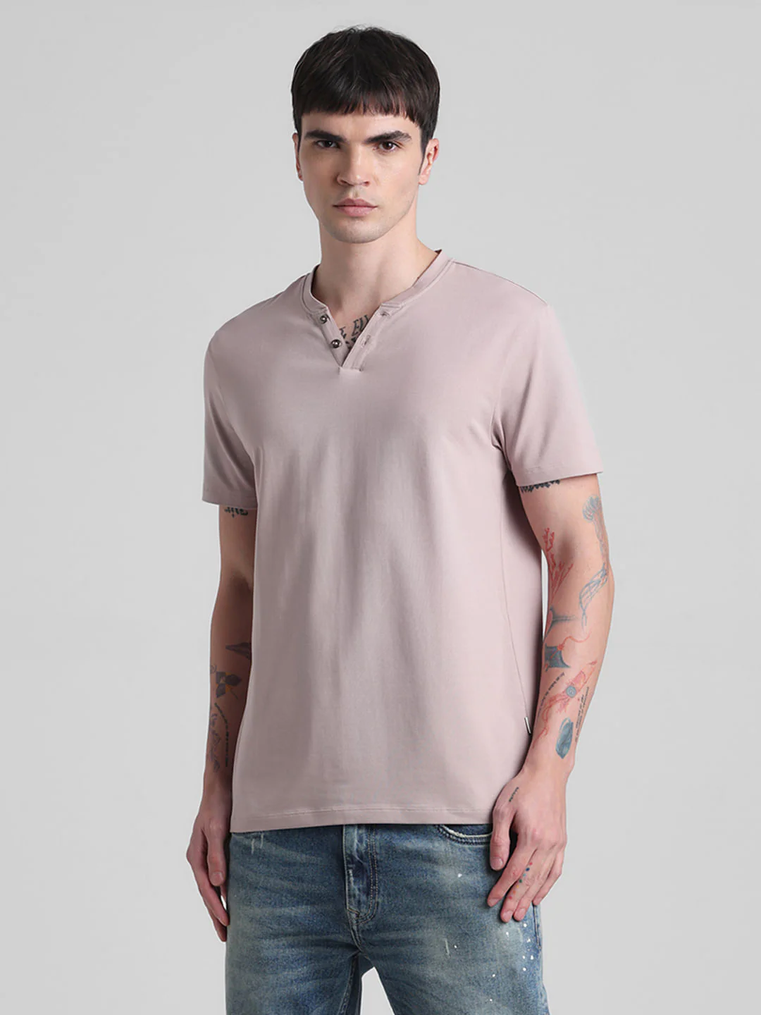 Peach Henley T-shirt - Image 2